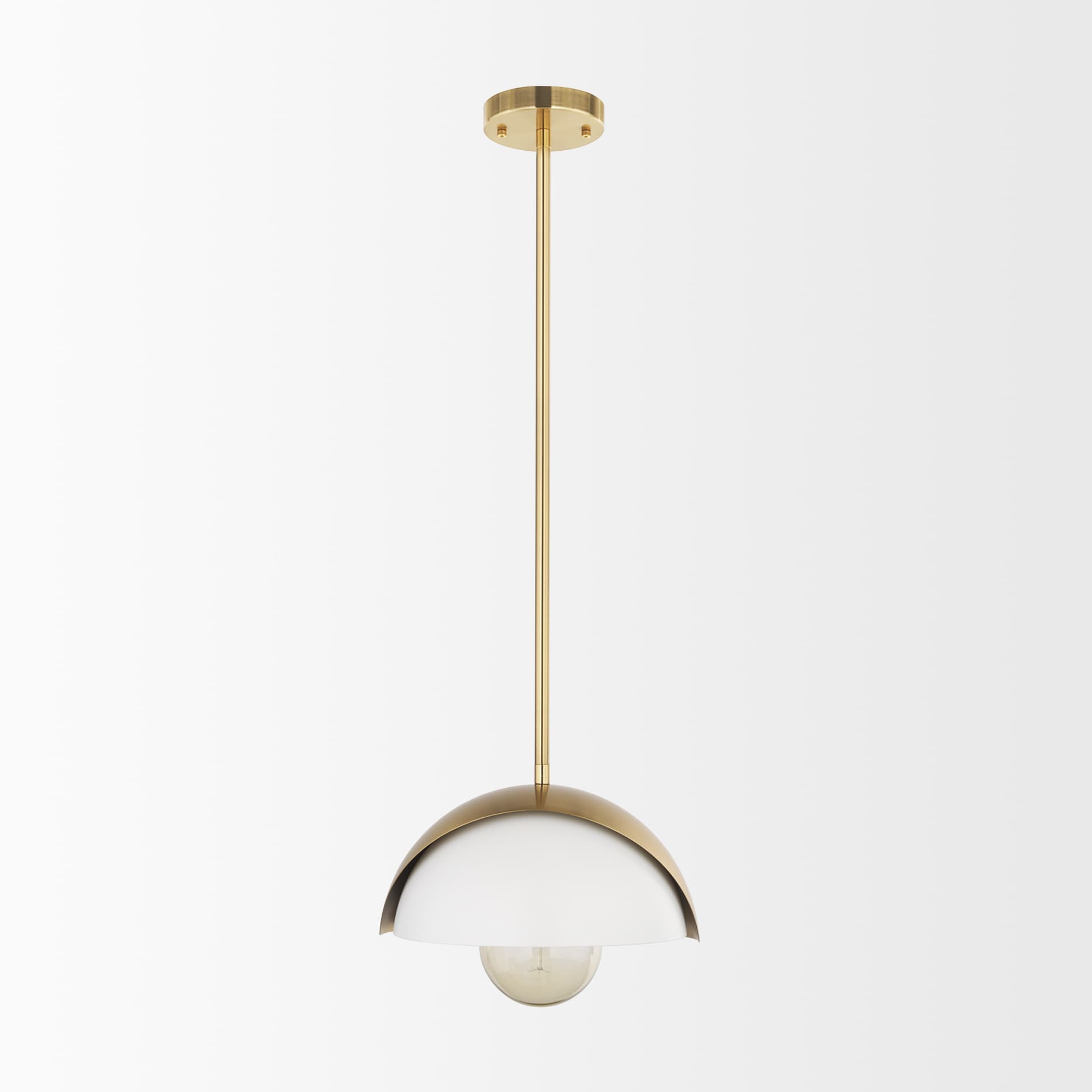 Cybill Brushed Brass w/ White Metal Shade 1-Light Wall Pendant — product photograph