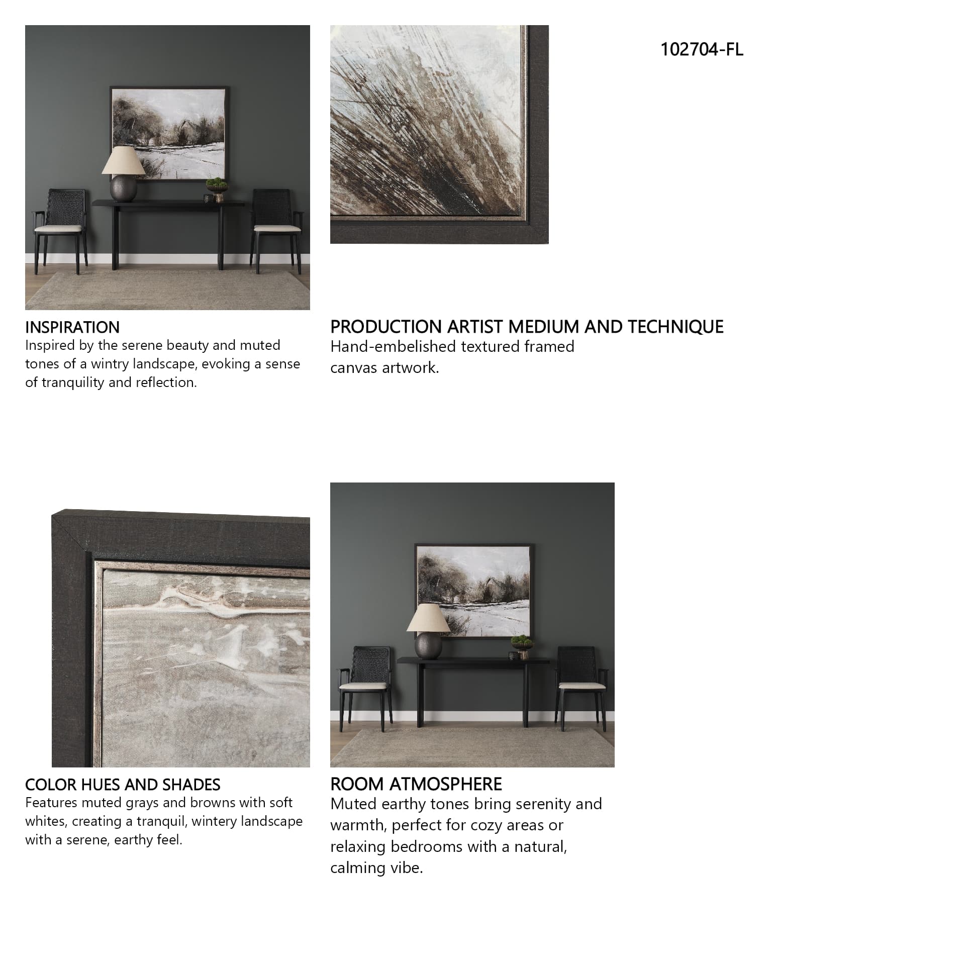 Quiet Horizons II by Mercana Studio Hand-Embellished Textured Framed Canvas Artwork — in a styled room