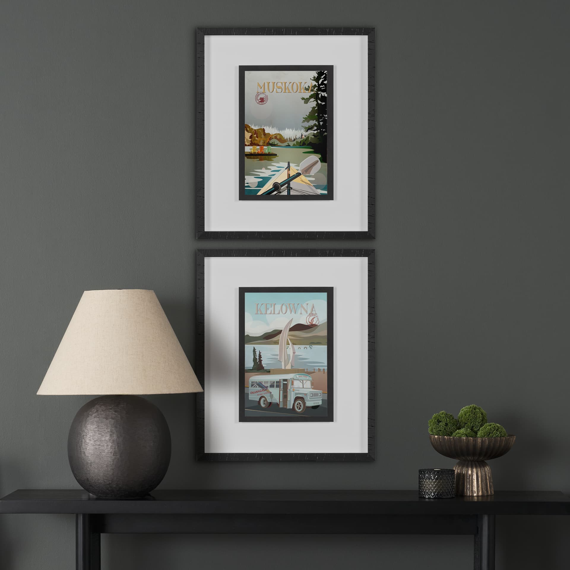 Muskoka Go Canada (M) by Merana Studio a Framed Art Print Matted under Glass — in a styled room