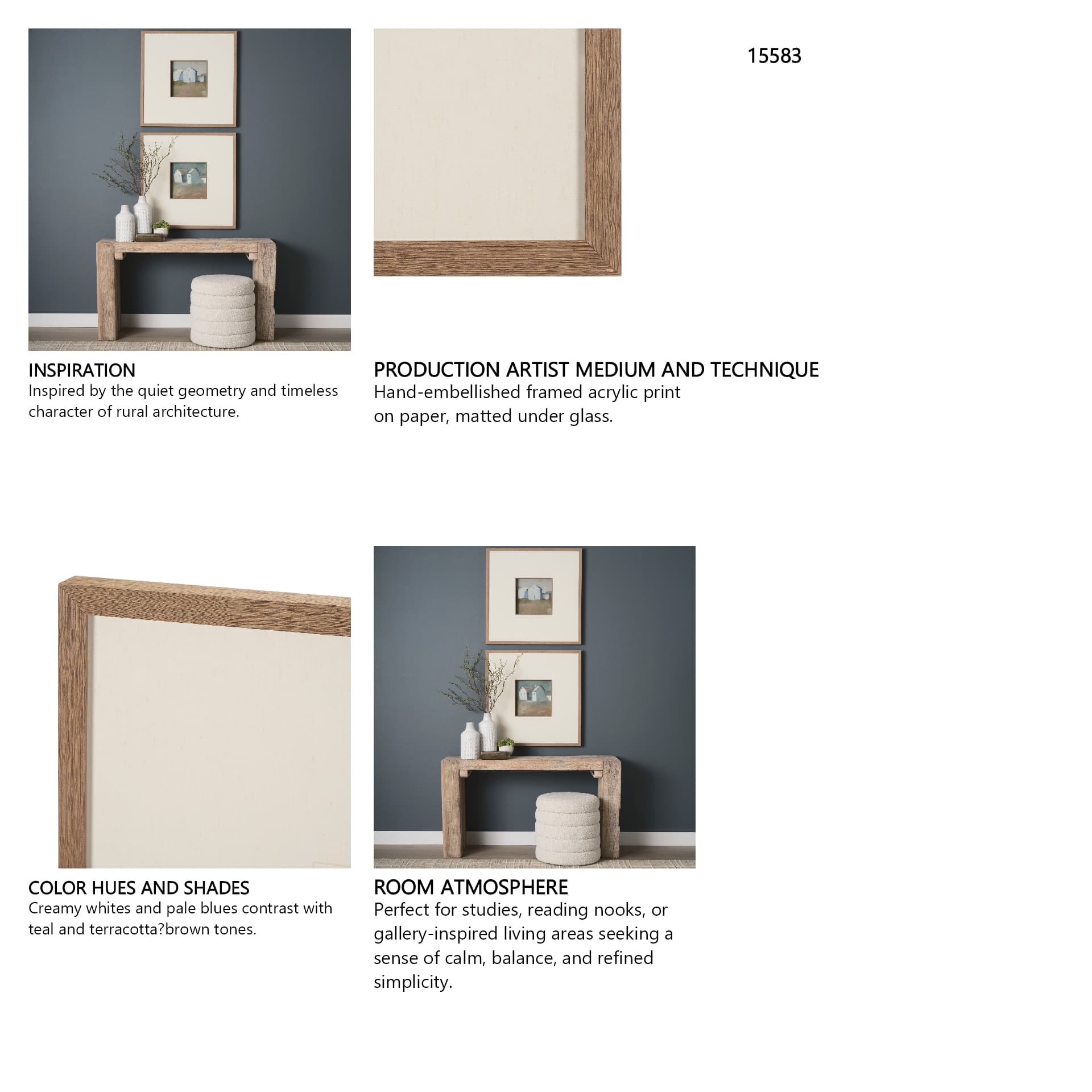 Structured View II by Mercana Studio a Hand Embellished Framed Art Print Matted under Glass — in a styled room