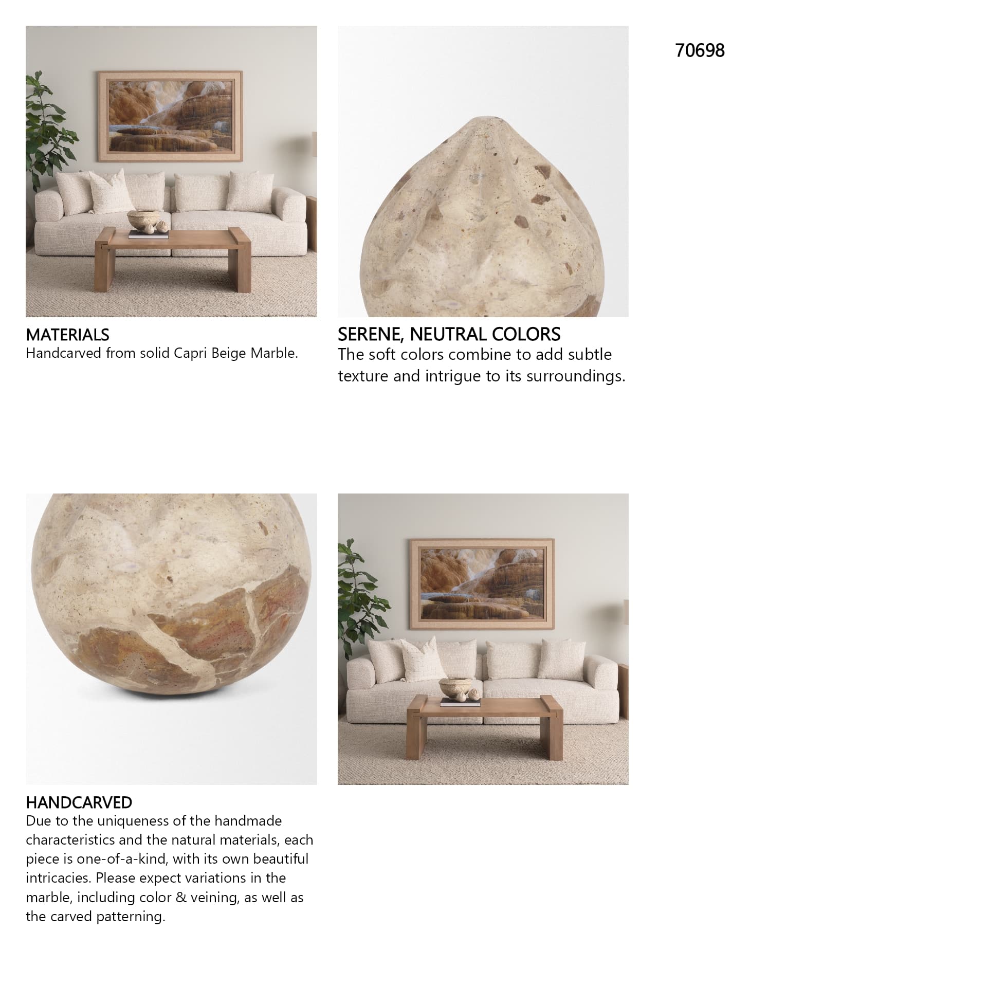 Caprie Small Beige Marble Decorative Juice Squeezer — in a styled room