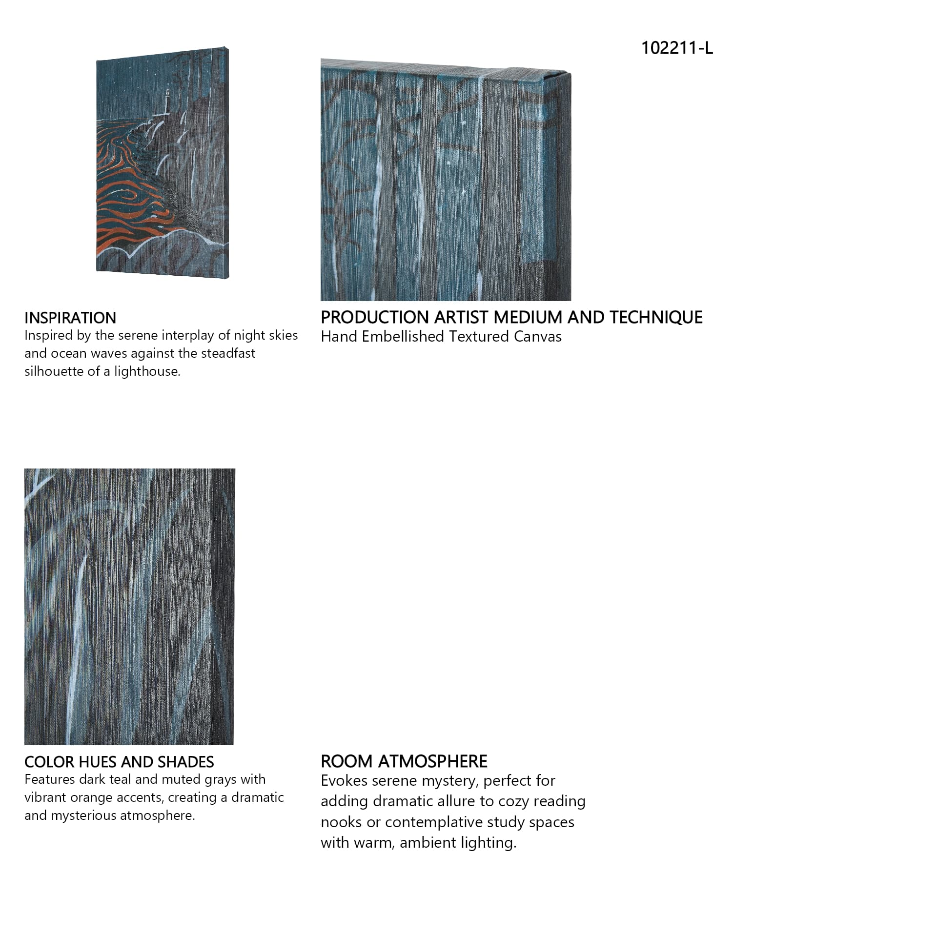 Sea bay at nitght III by Mercana Studio a Hand Embellished Textured Canvas — in a styled room