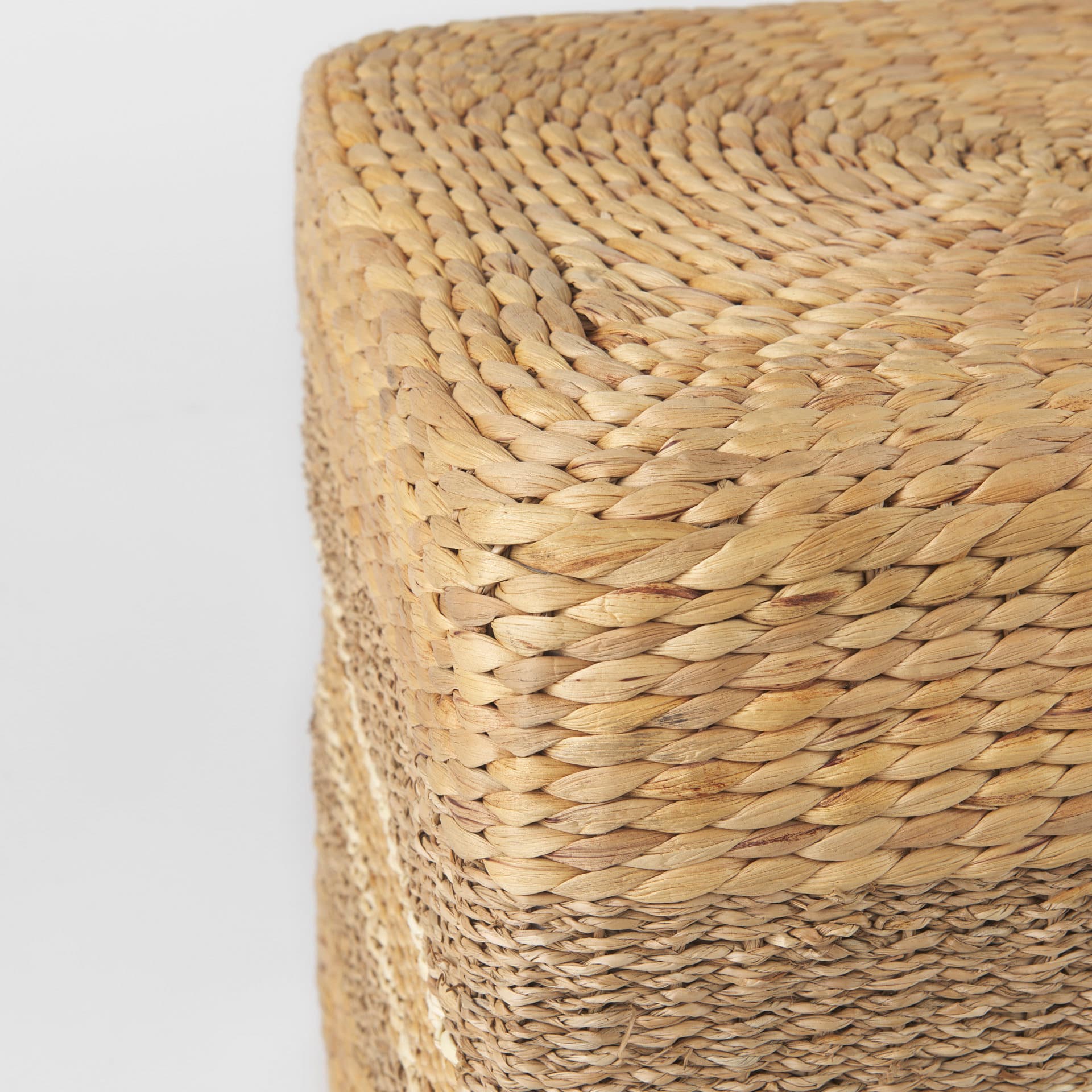 Maya 17.7L x 17.7W x 17.7H Light Brown W/Medium Brown Stripes Seagrass Square Pouf — product photograph
