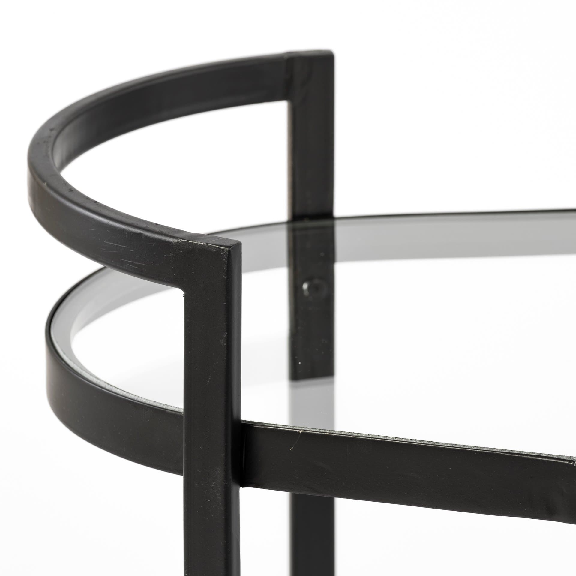 Eleonore Black Metal Frame Two-Tier w/Glass Shelves Bar Cart — product photograph