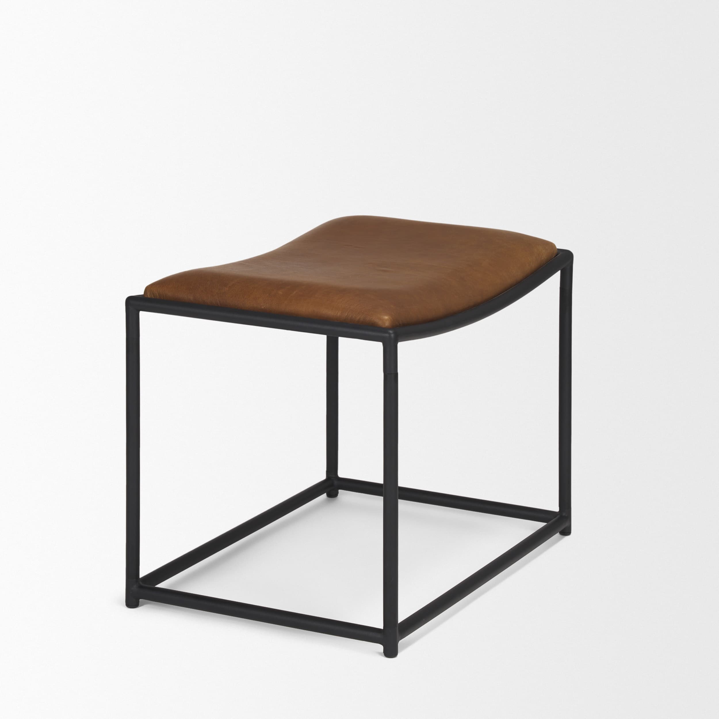Taniel Brown Leather w/ Black Metal Stool — product photograph