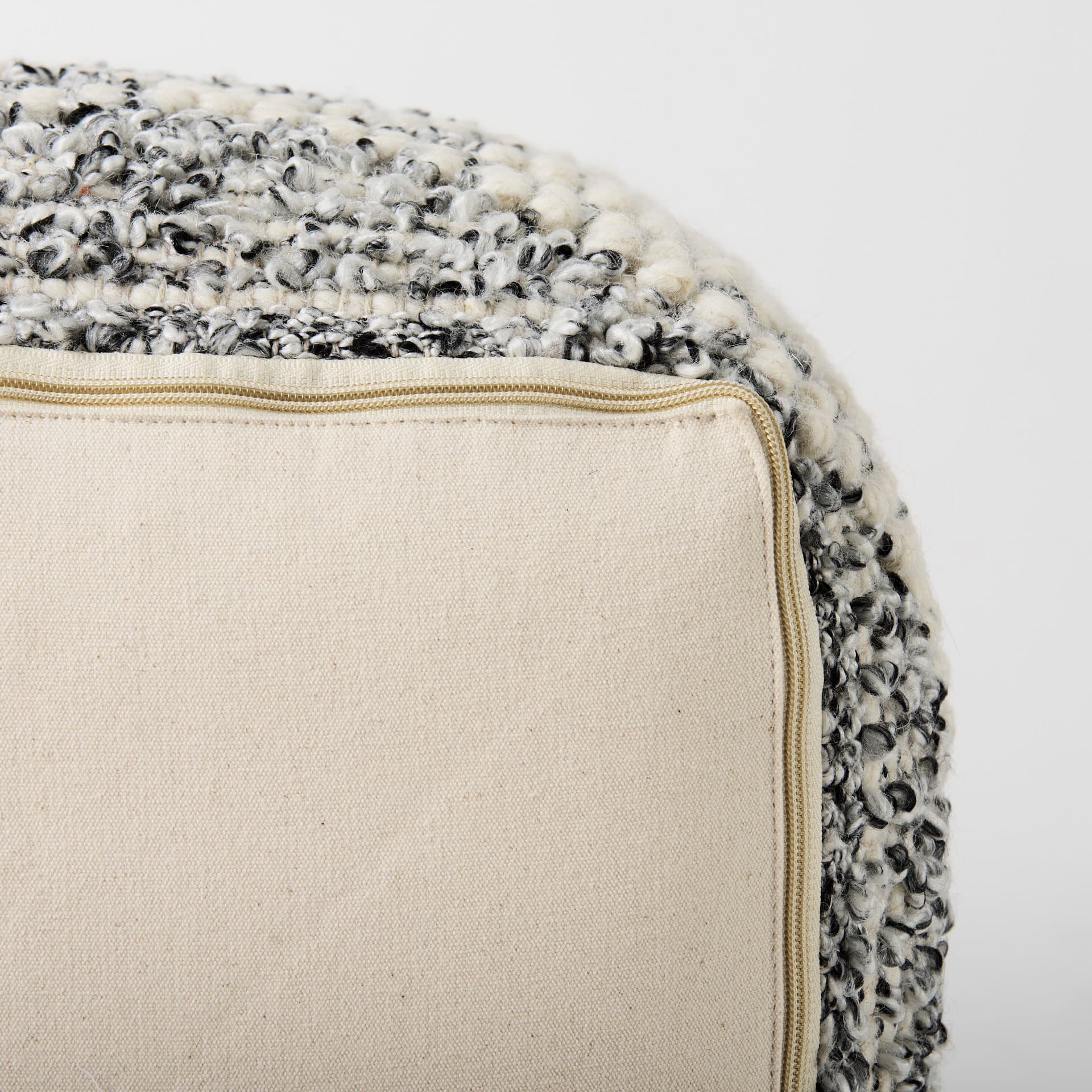 Ekiya 16.0L x 16.0W x 16.0H Black/White Yarn and Wool Patterened Pouf — product photograph