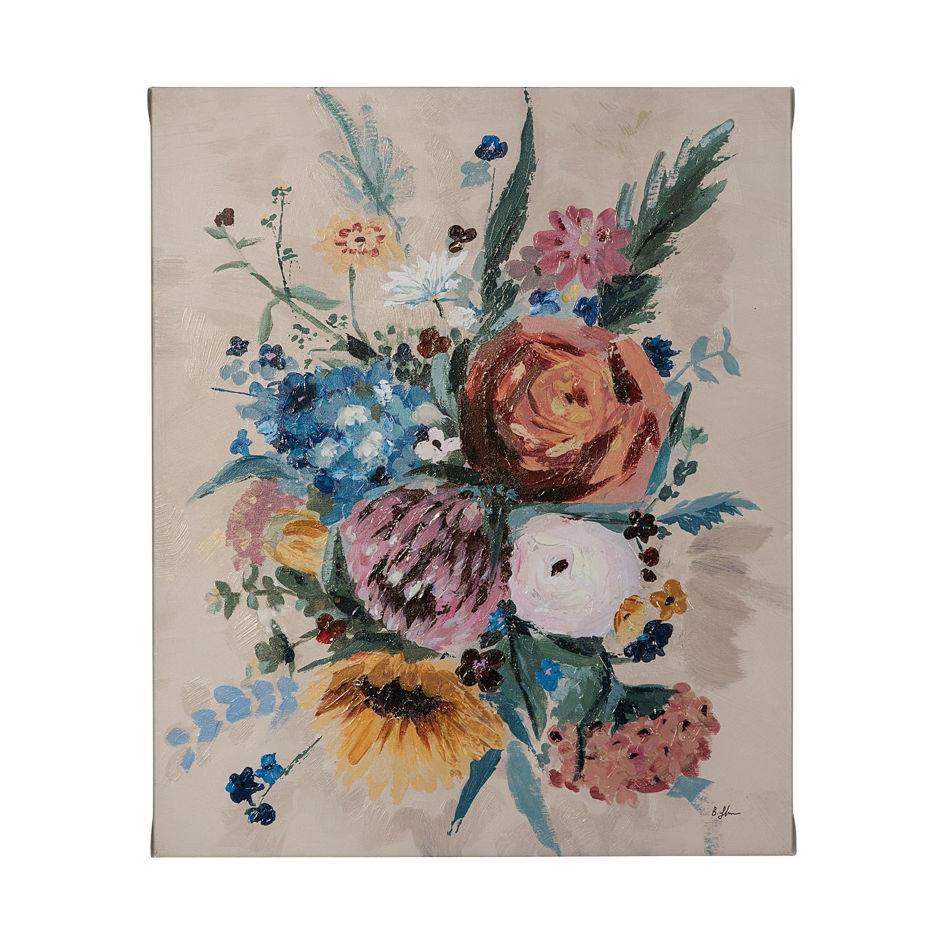 Farmhouse Flowers II by Barbara Fleming a Hand Embellished Textured Canvas — product photograph