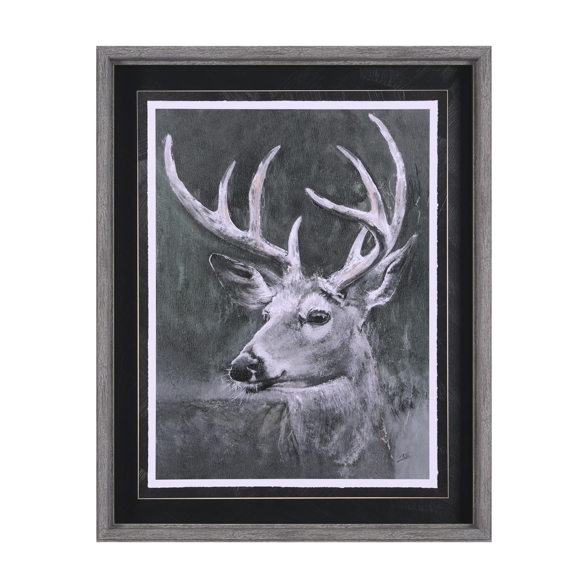 Animal Portrait IV (Deer) by Mercana Studio Hand Embellished Framed Art Print Matted under Glass — product photograph