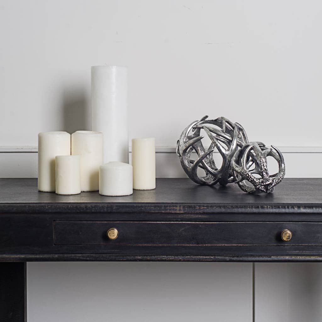 Ramus III (Small) 5L x 5W Silver Antler Shaped Decorative Orb Ball — product photograph