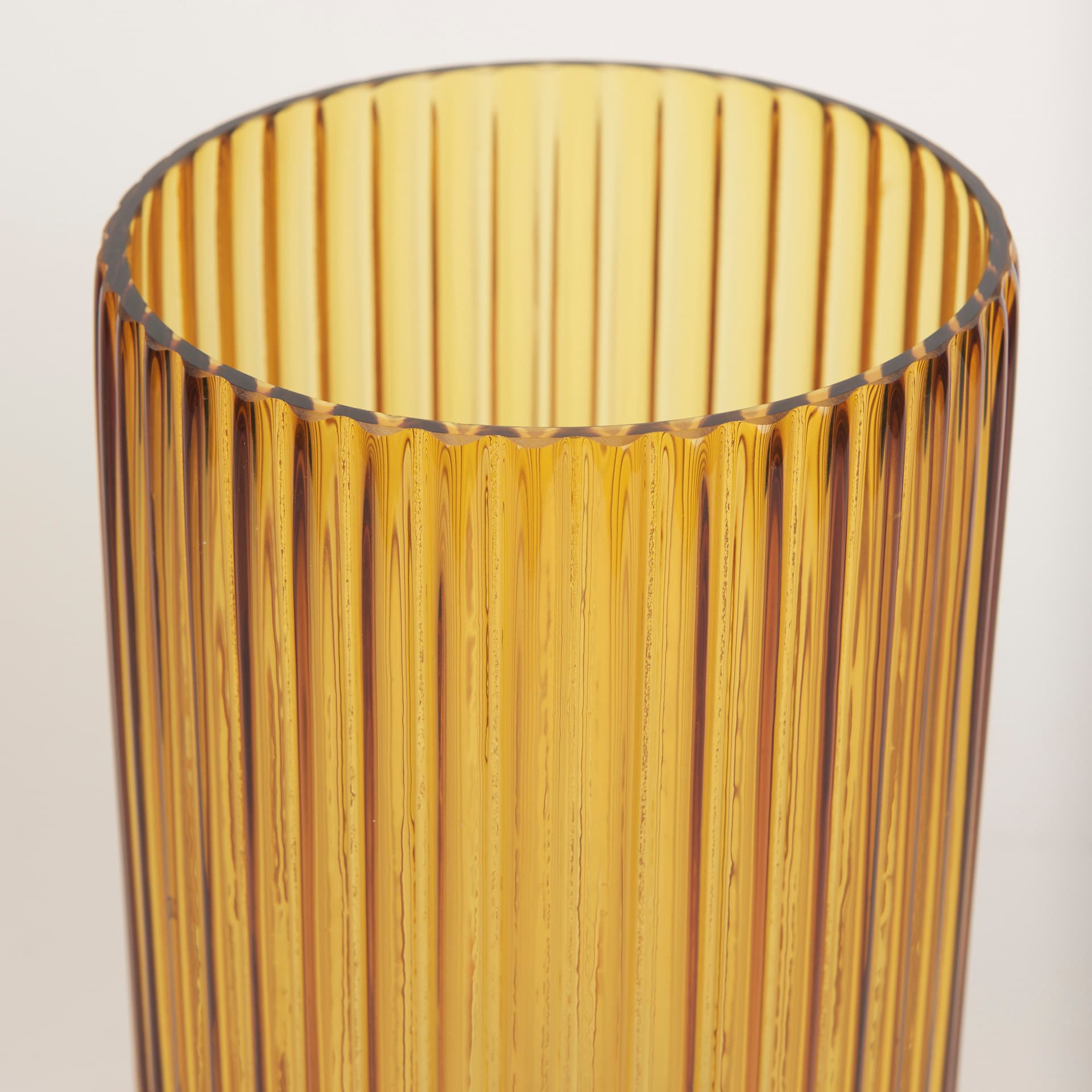 Dawn 11.4" Ribbed Amber Glass Vase — product photograph