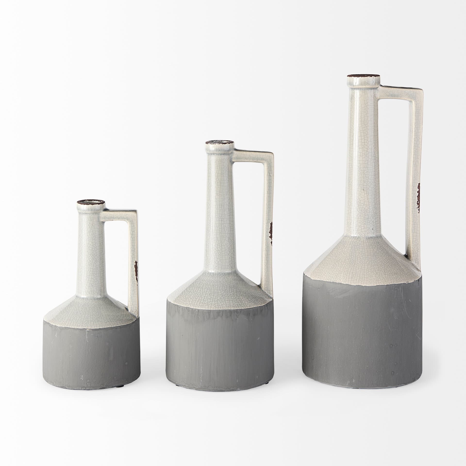 Burton 14.2H Medium Two Tone Gray Ceramic Jug Vase — product photograph
