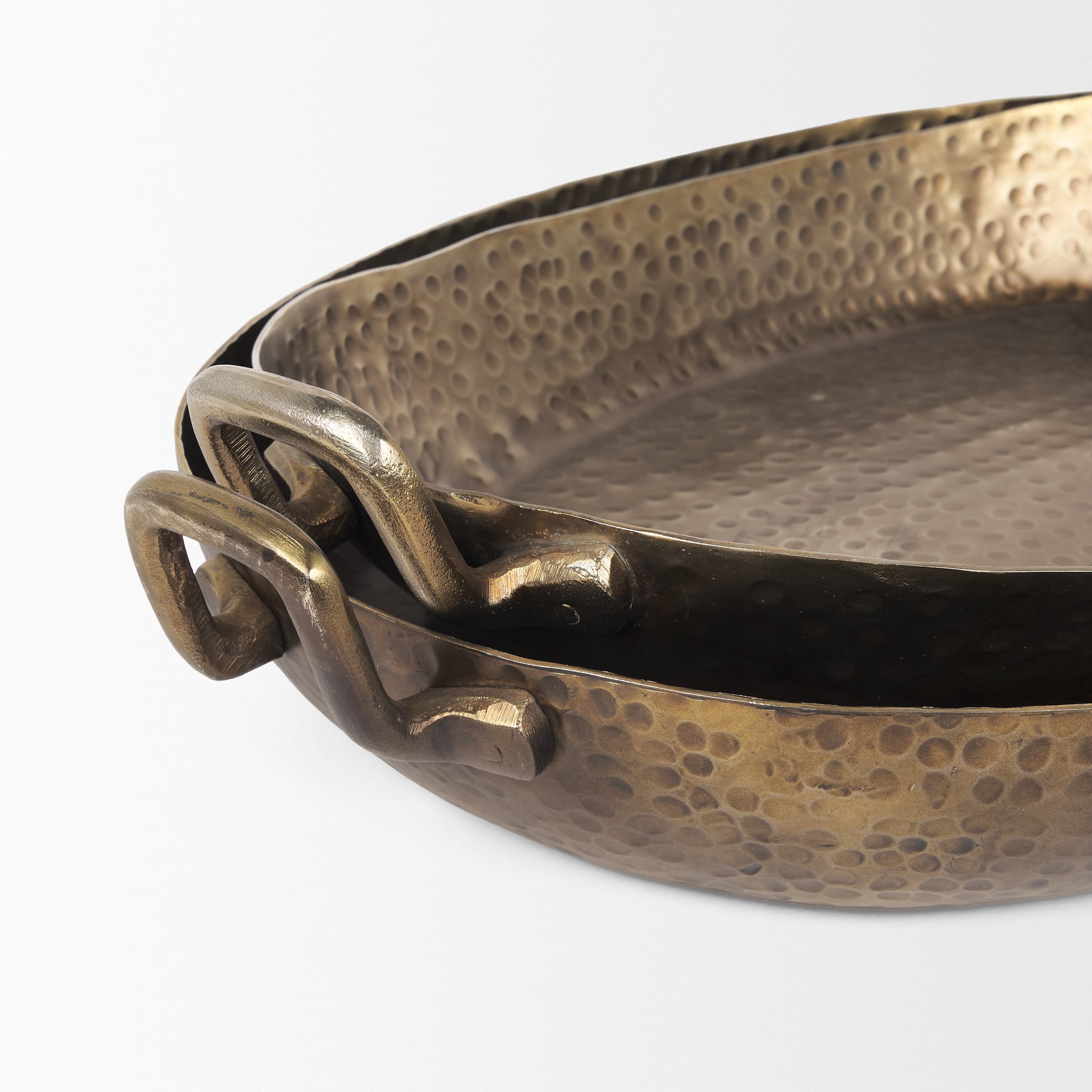 Pama Hammered Gold Metal Decorative Trays (Set of 2) — product photograph