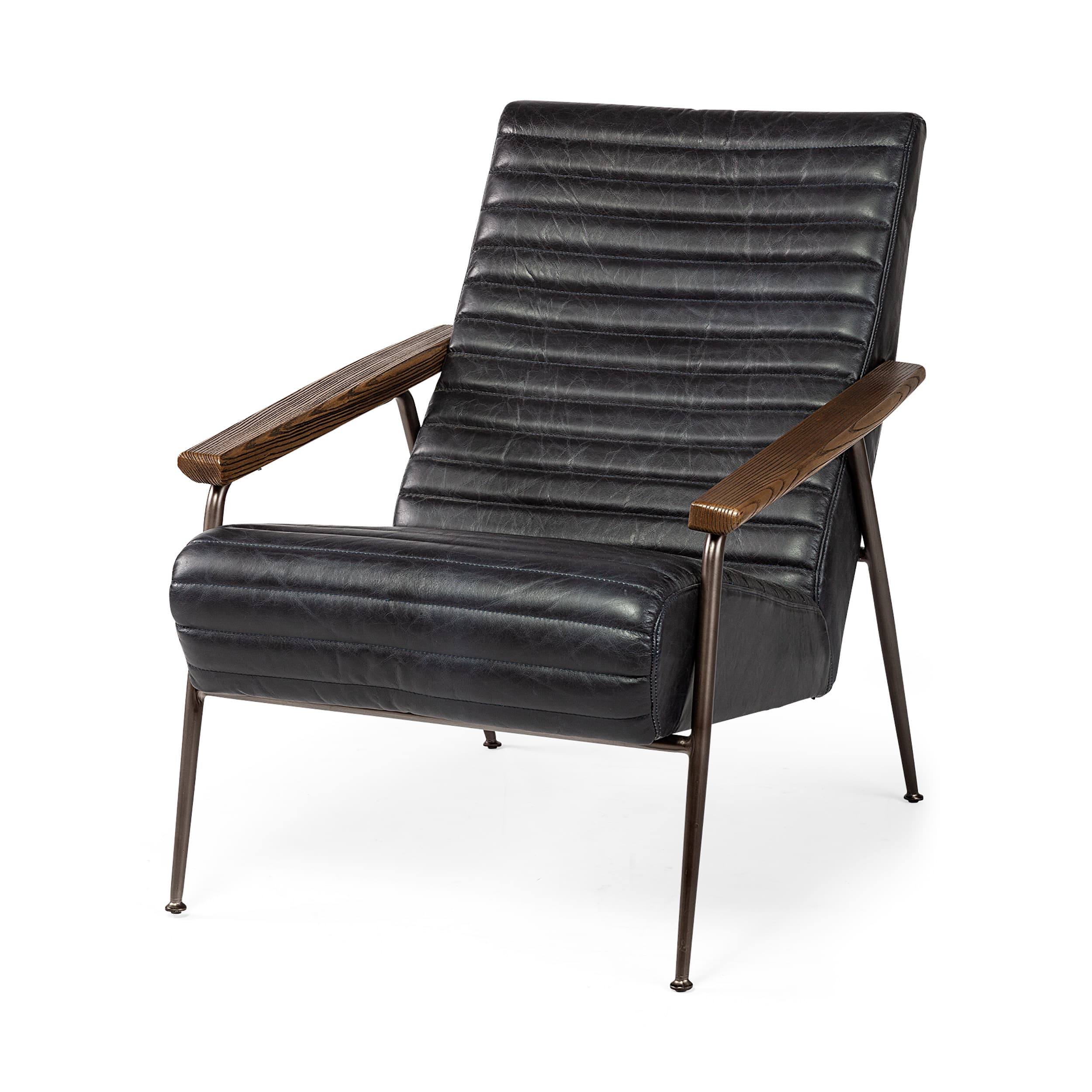 Grosjean Black Leather Wrap Metal Frame Accent Chair — product photograph