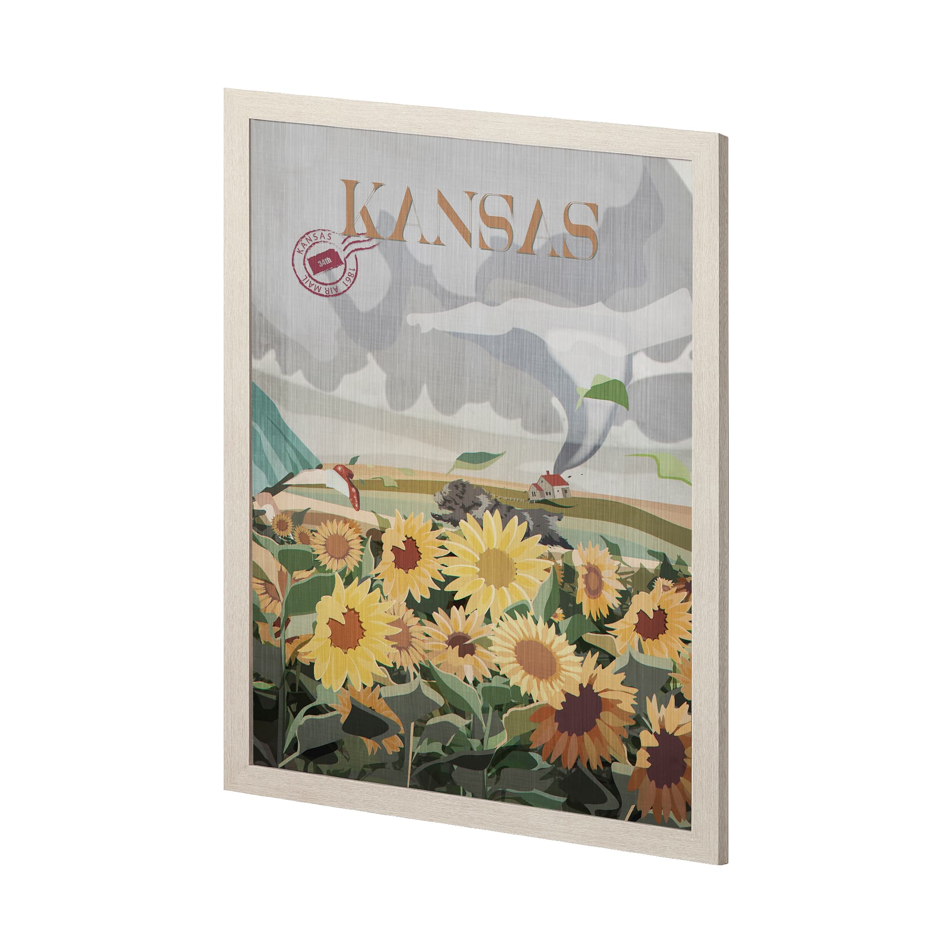 Kansas Go USA (L) by Mercana Studio a Hand Embellished Decograph Framed Art Print — product photograph