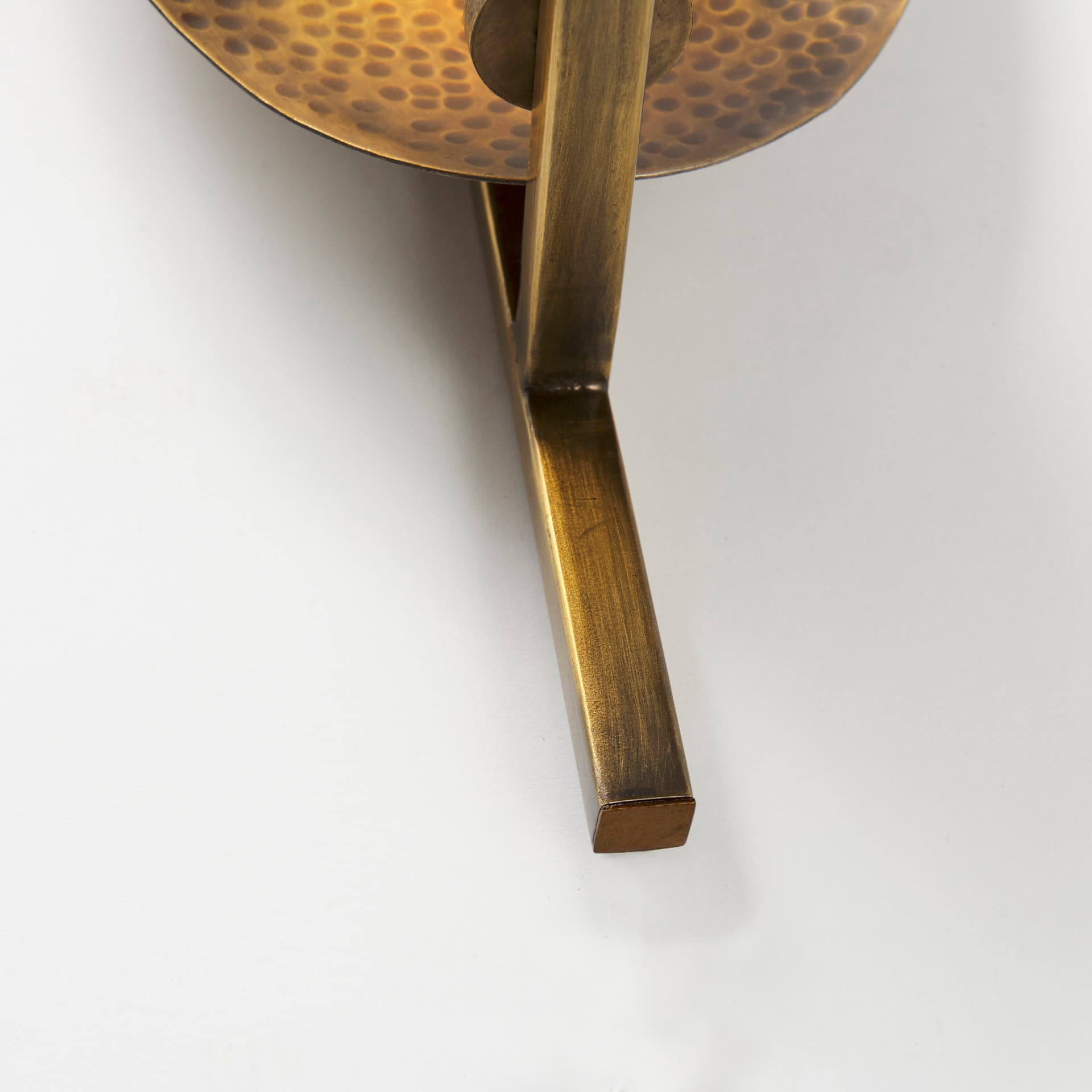 Clarence 7.0L x 5.3W x 17.0H Metal Hammered Gold Round Wall Sconce — product photograph