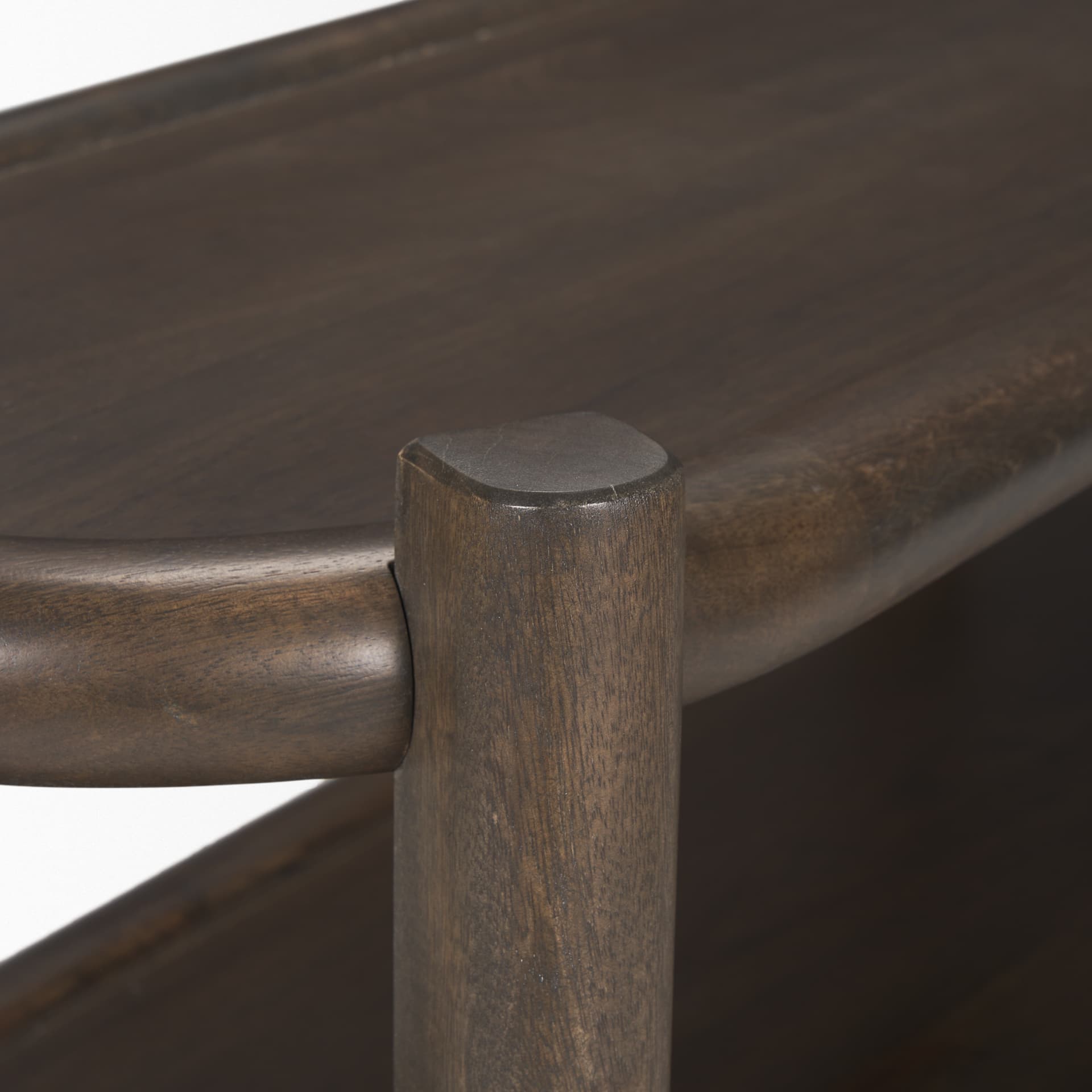 Romi Dark Brown Wood w/ 3 Shelves Oval Console Table — product photograph
