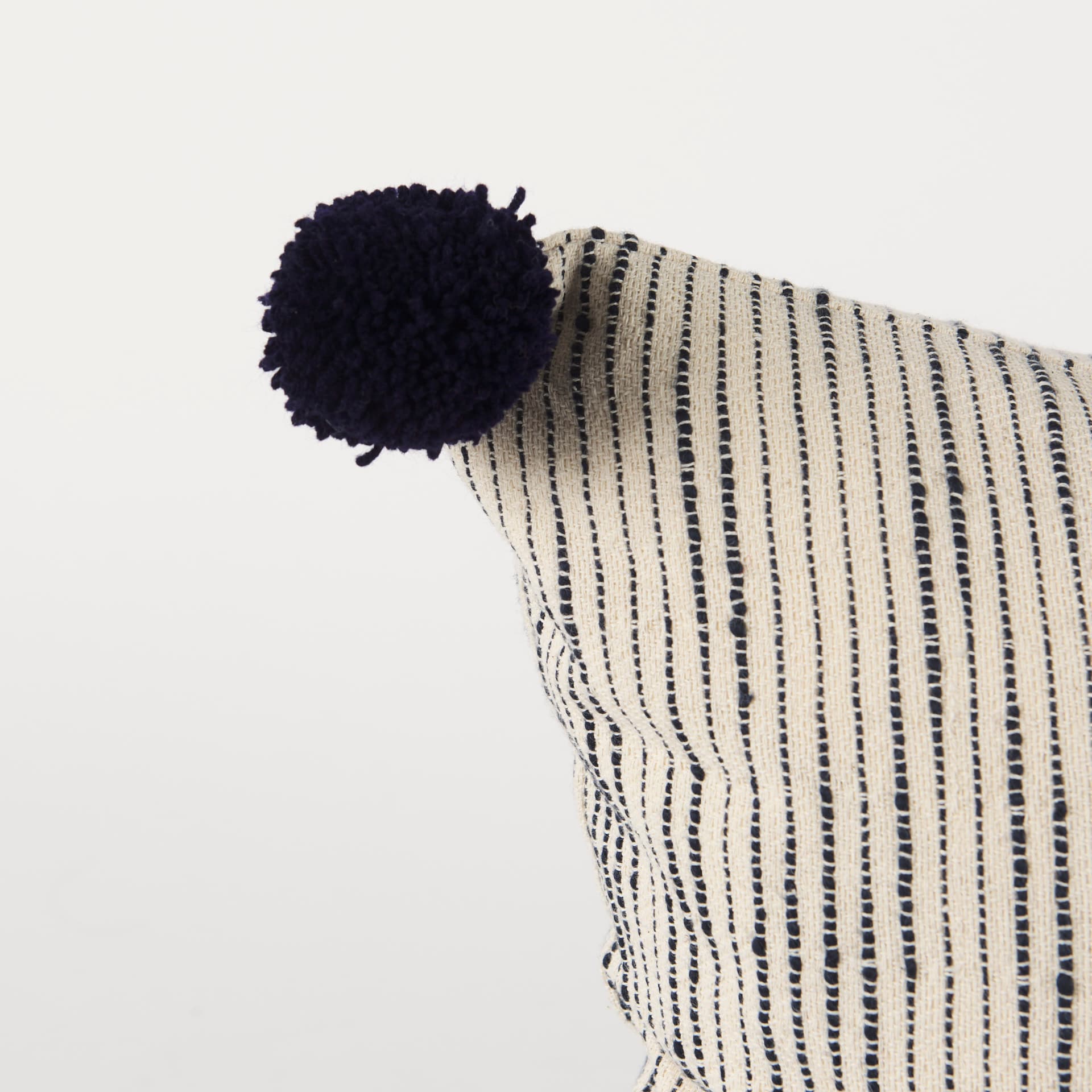 Krystal 18x18 Cream/Black Pom Pom Pillow Cover w/Non-Allergen Filler — product photograph