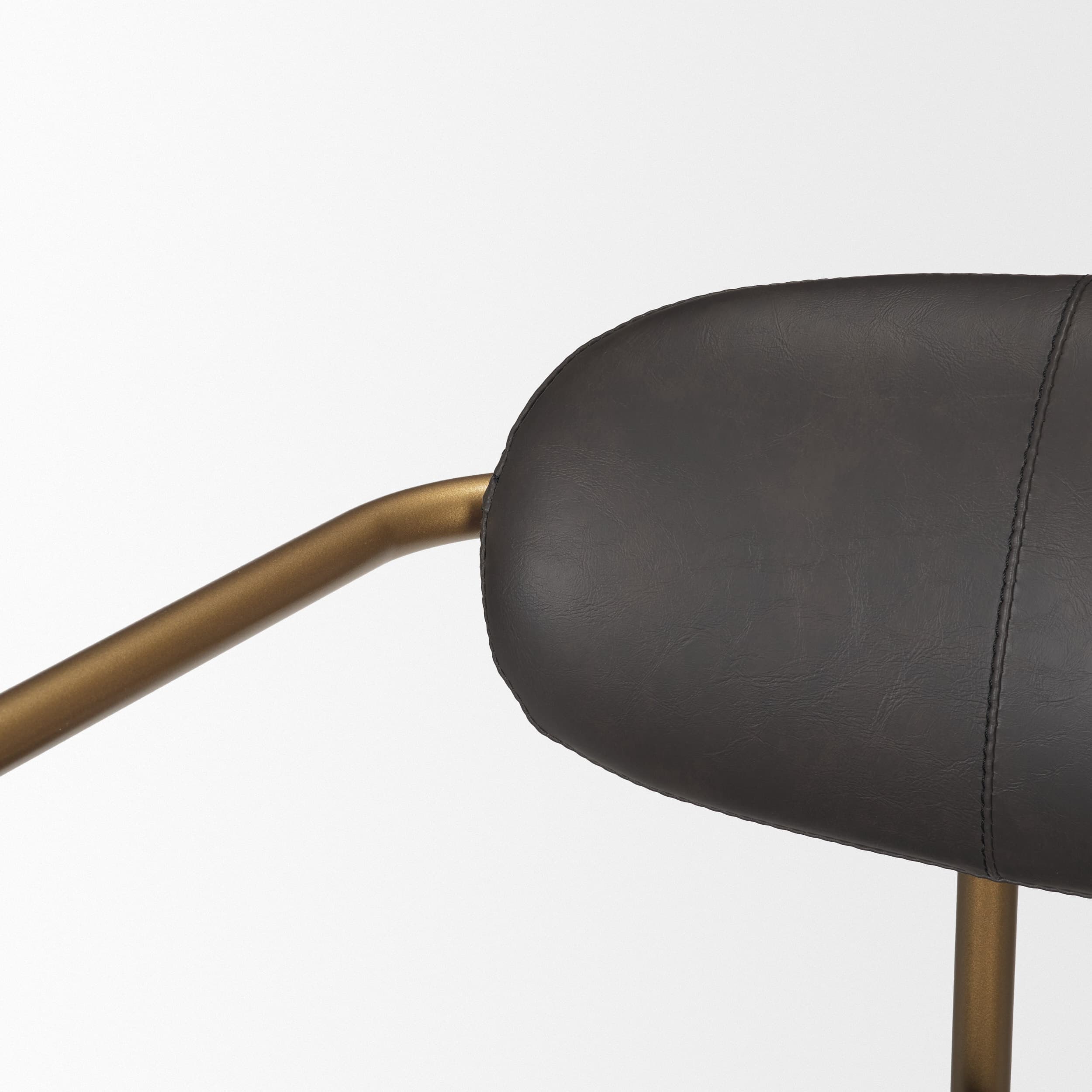 Parker Backless 40in Seat Bar Stool | Brown Faux Leather w/ Gold Metal — product photograph