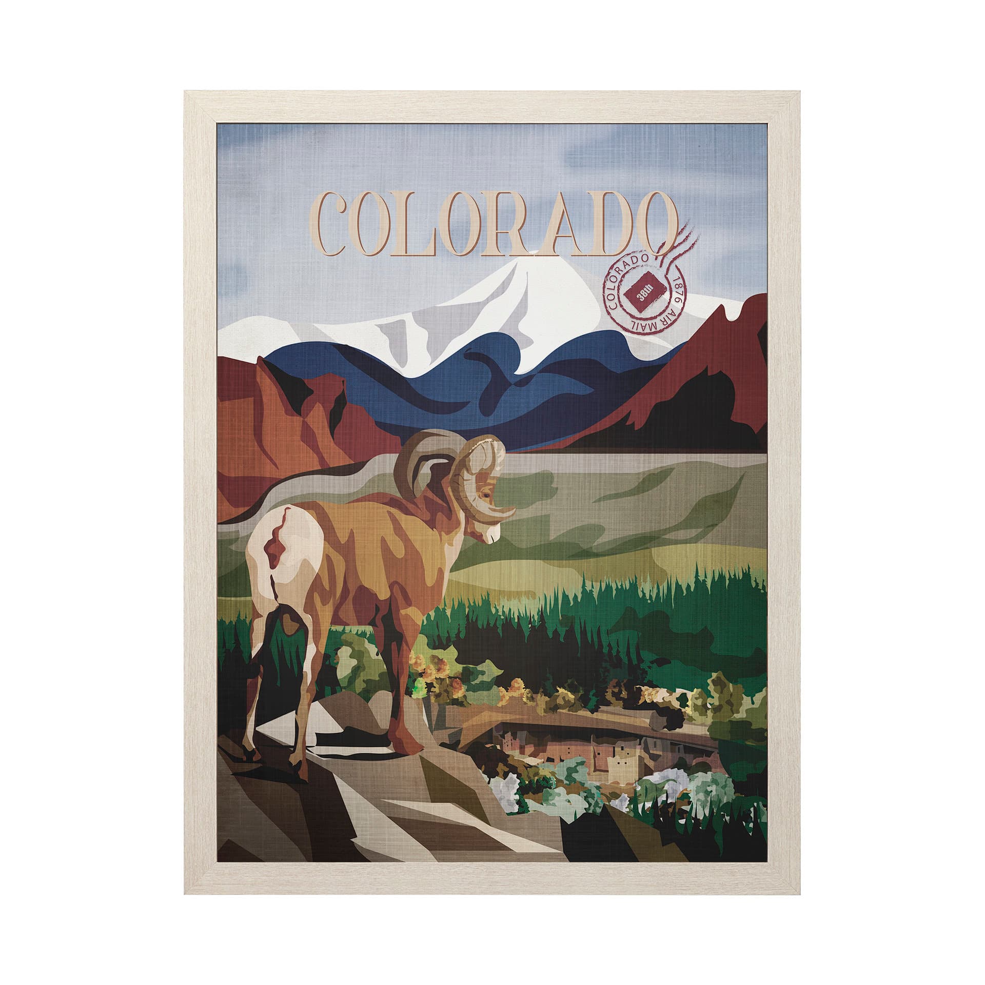 Colorado Go USA (L) by Mercana Studio a Hand Embellished Decograph Framed Art Print — product photograph