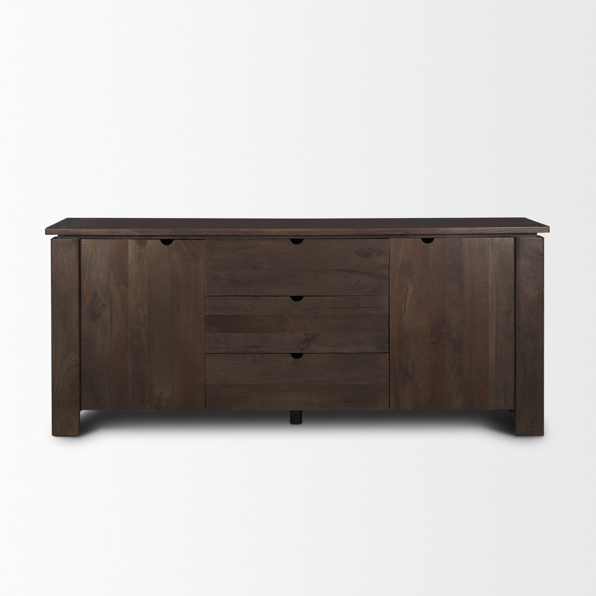 Wallen 2 Door Solid Dark Brown Wood w/ 3 Drawers Sideboard — product photograph
