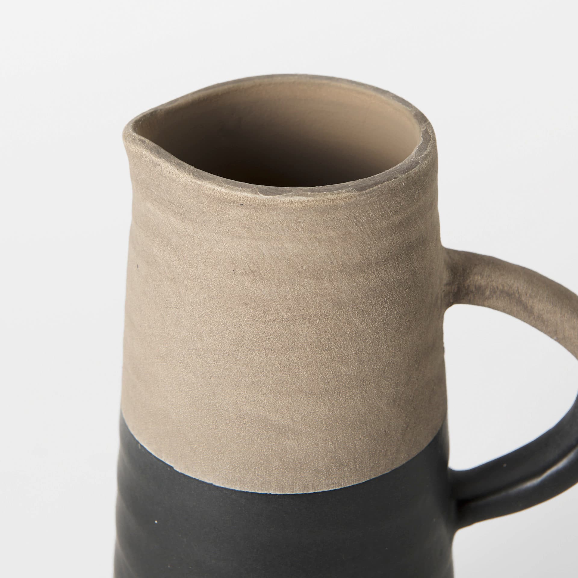 Garand Small 13H Two-Toned Black/Natural Ceramic Jug — product photograph