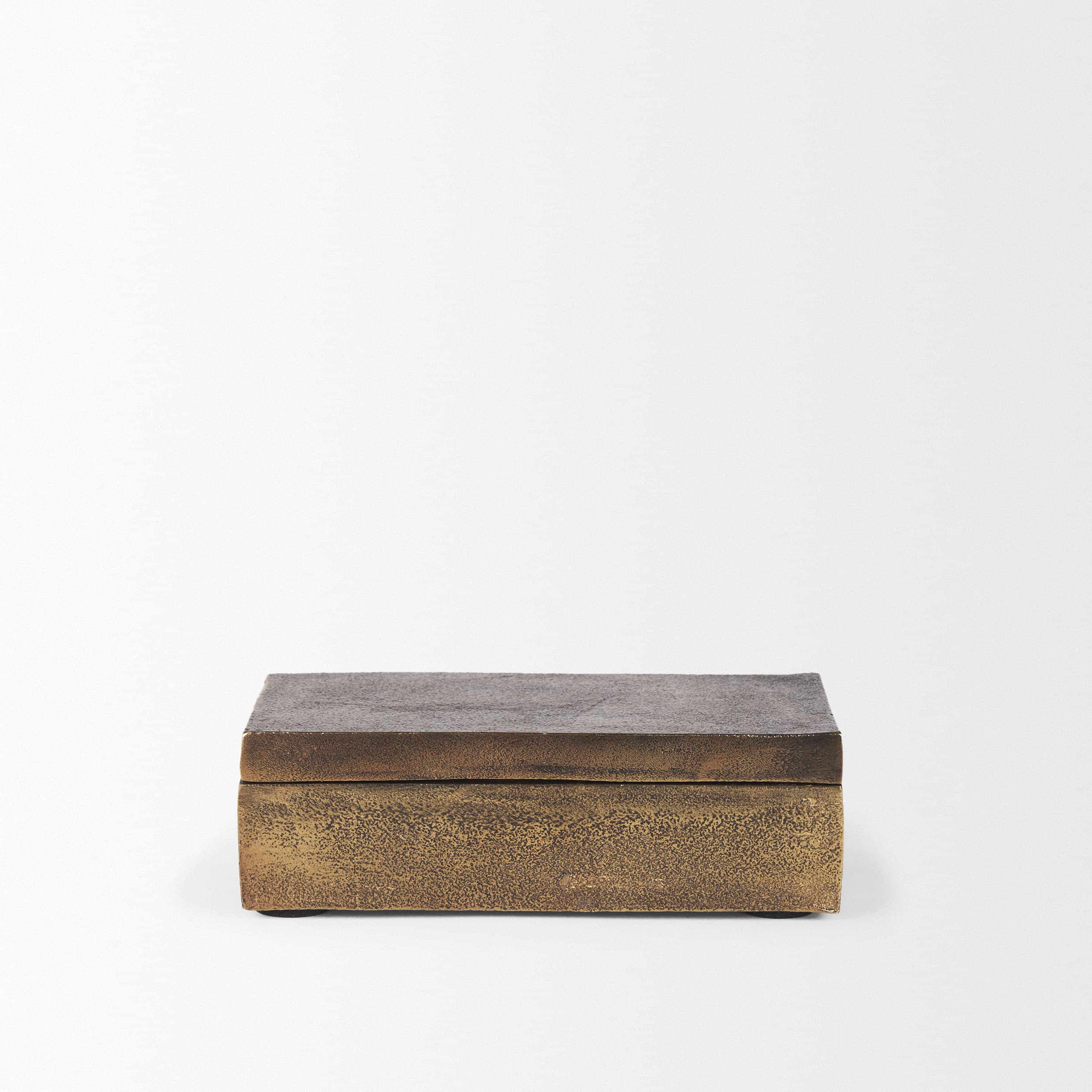 Porschia Small Antiqued Gold Metal Decorative Box — product photograph