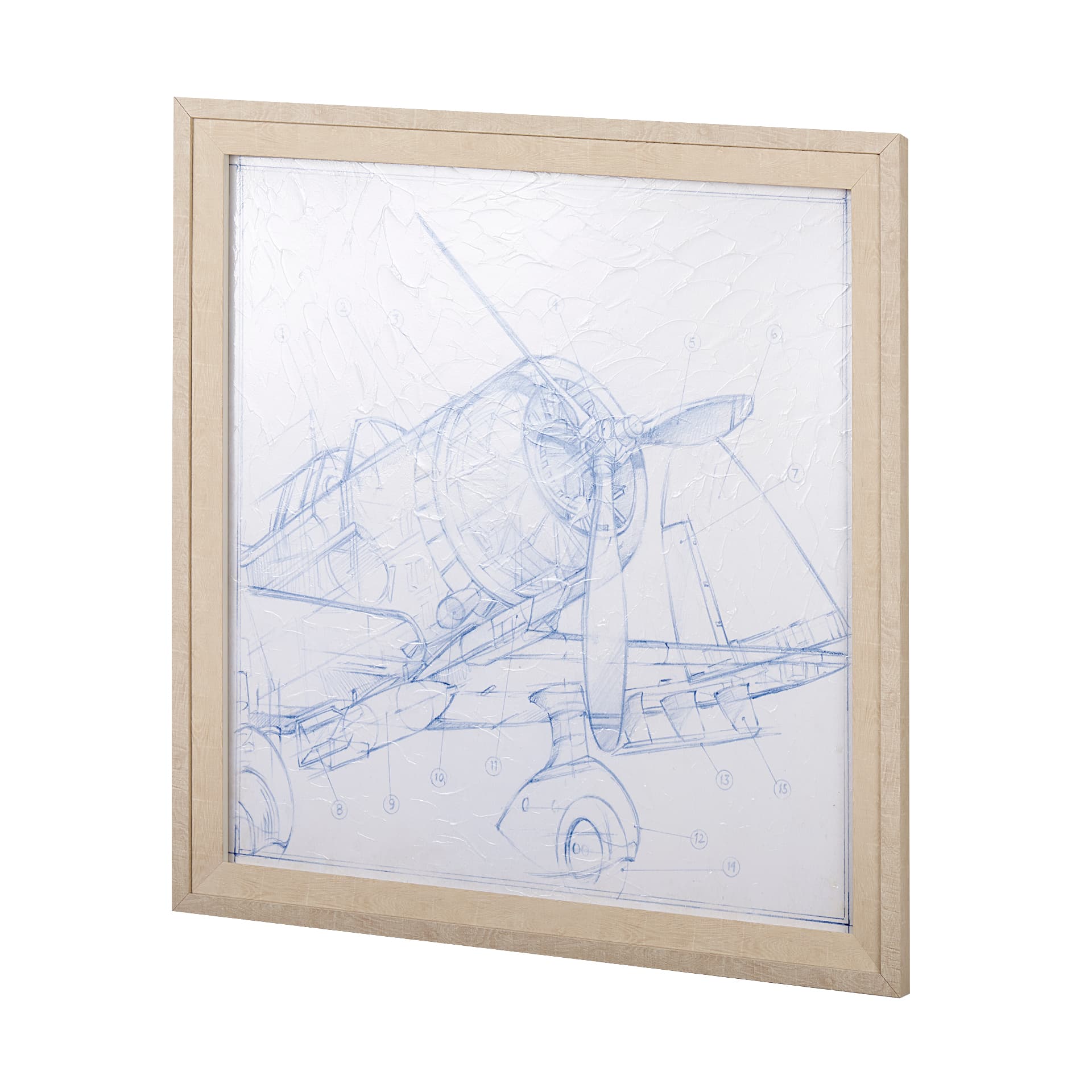 Airplane Mechanical Sketch I by Ethan Harper a Hand Embellished Textured Framed Art Print — product photograph