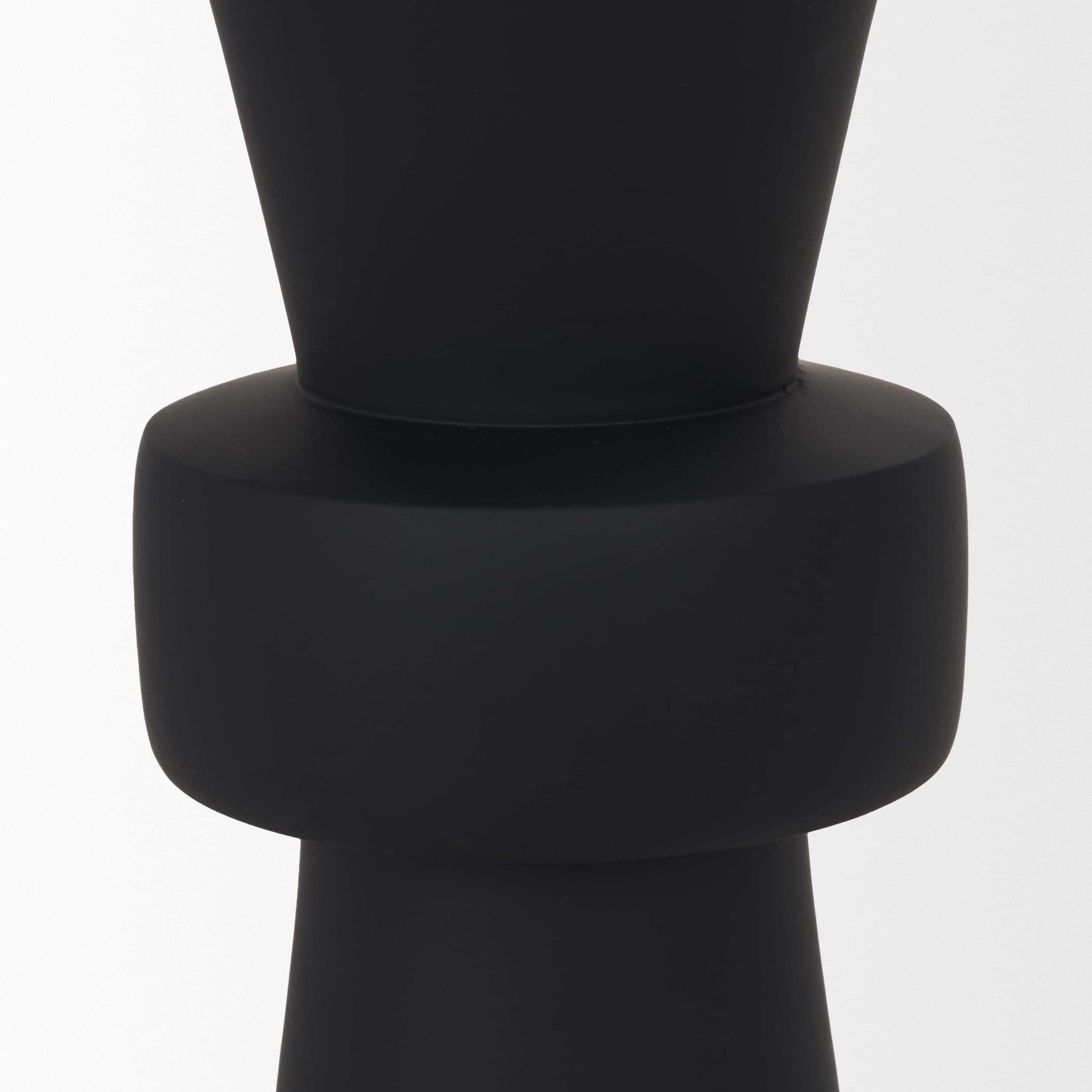 Odilia Large Smooth Matte Black Metal Geometric Pillar Candle Holder — product photograph