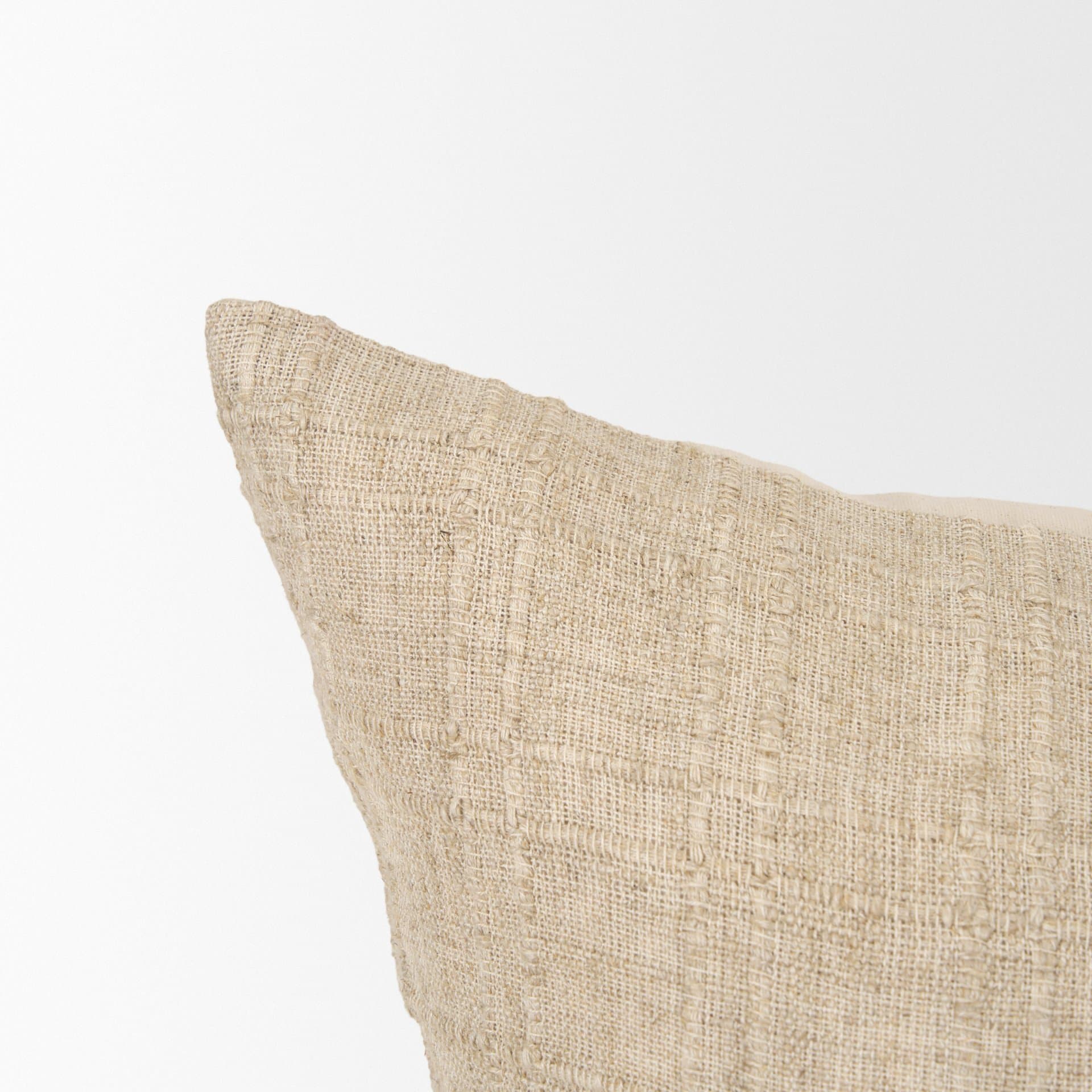 Jeren 22x22 Beige Cotton Linen Square Pillow Cover w/Down Filler — product photograph