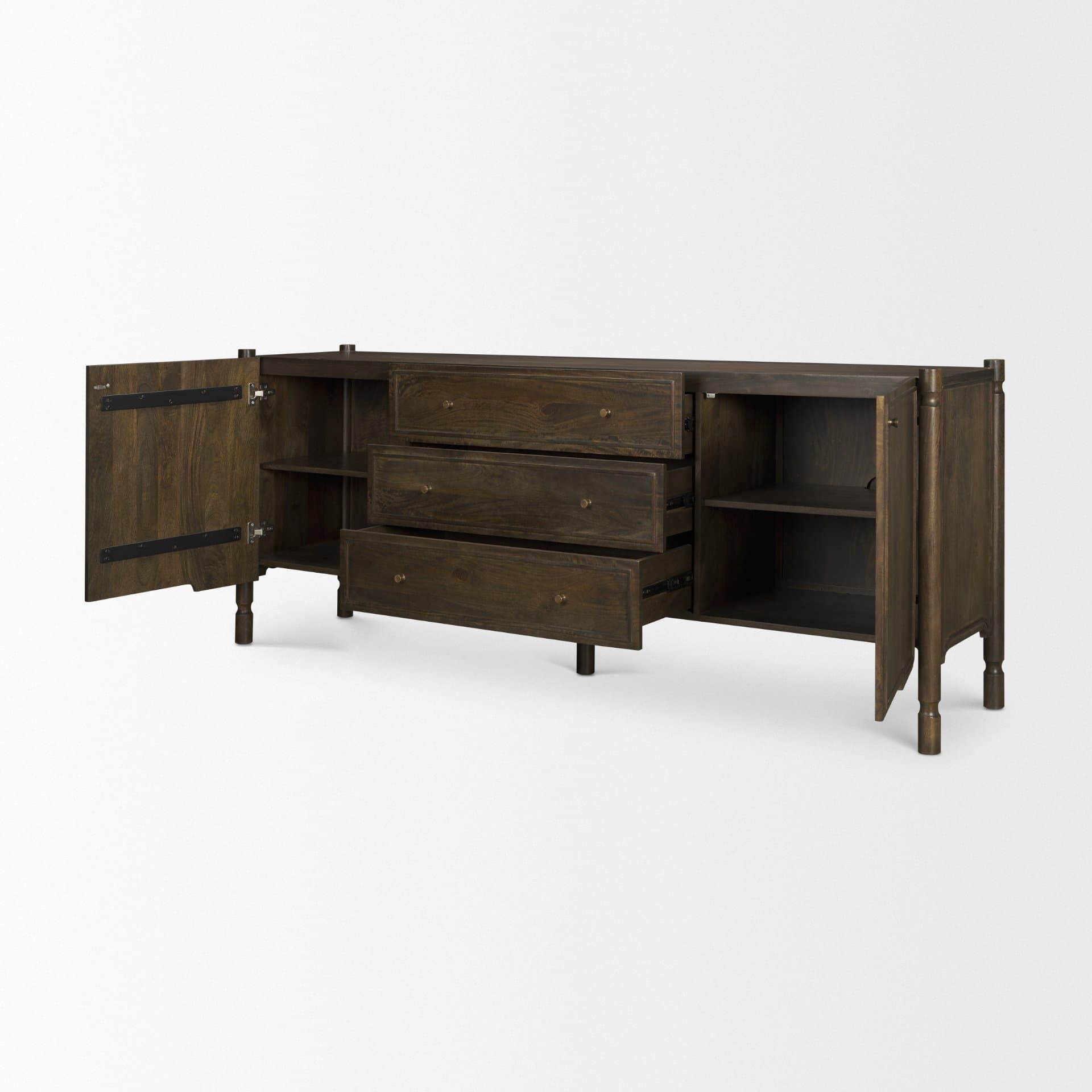 Phil Dark Brown Wood 2 Door 3 Drawer Closed Sideboard — product photograph