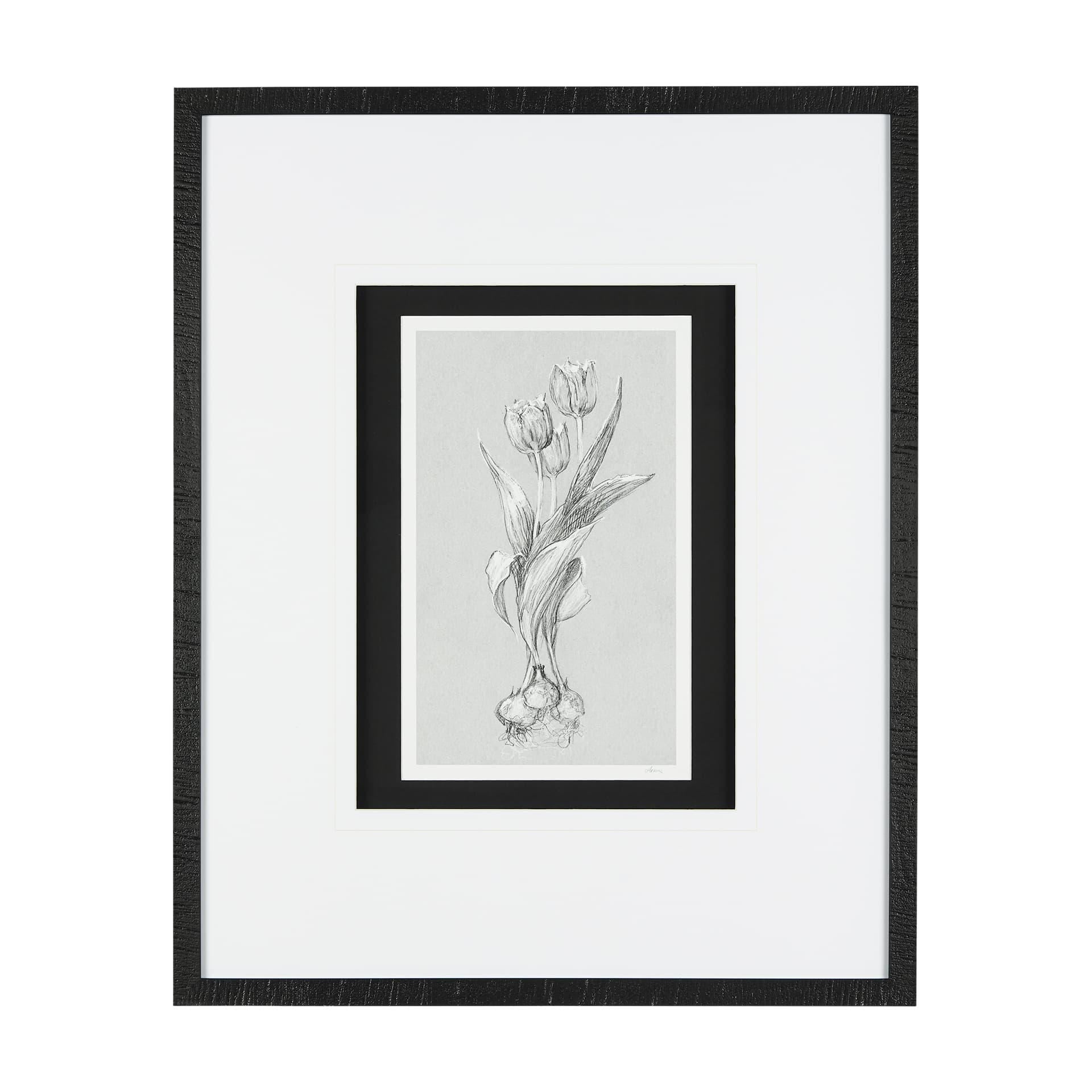 Botanical sketches I (Grey) by Mercana Studio Hand Embellished Framed Art Print Matted under Glass — product photograph