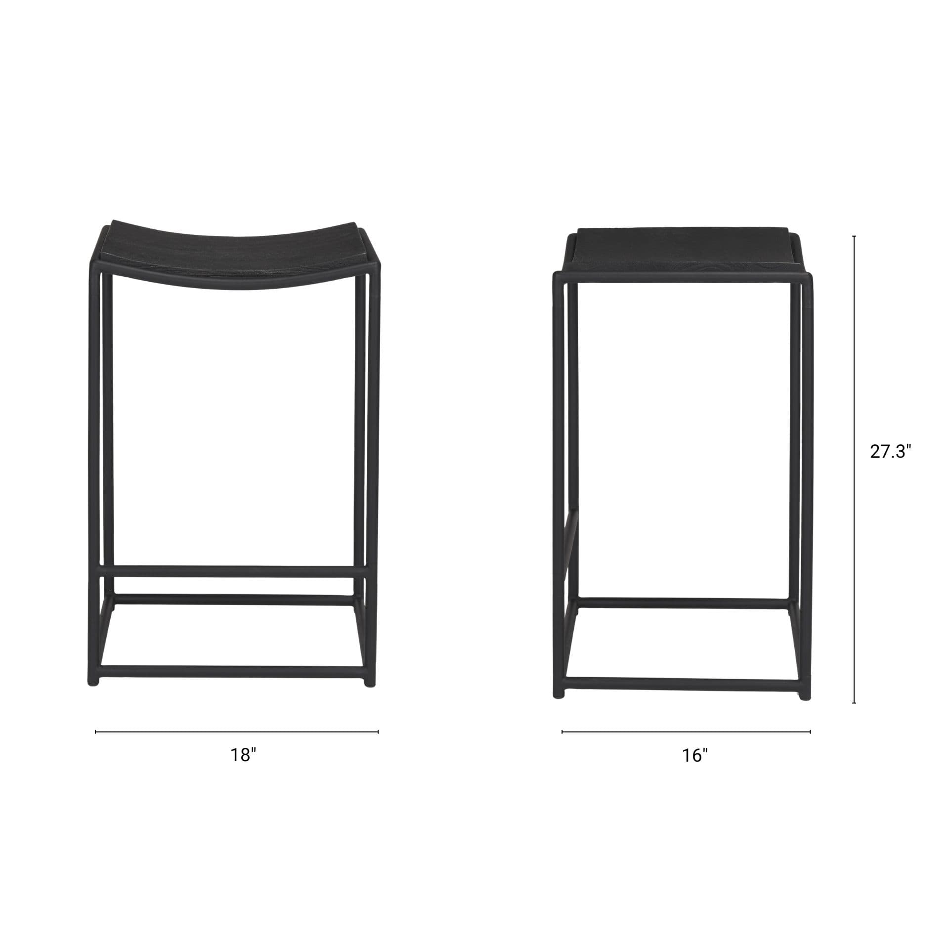 Taniel Backless 26in Seat Counter Stool | Black Wood w/ Black Metal — product photograph