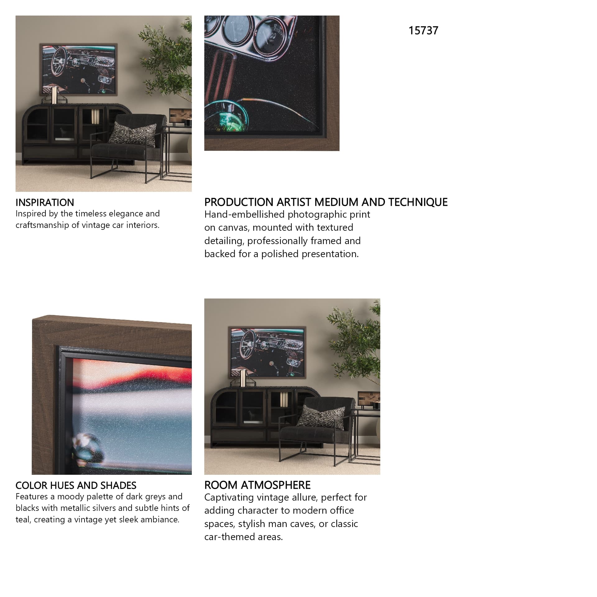 Car Interior by Tim Mossholder a Hand Embellished Framed Photo Art Print — in a styled room