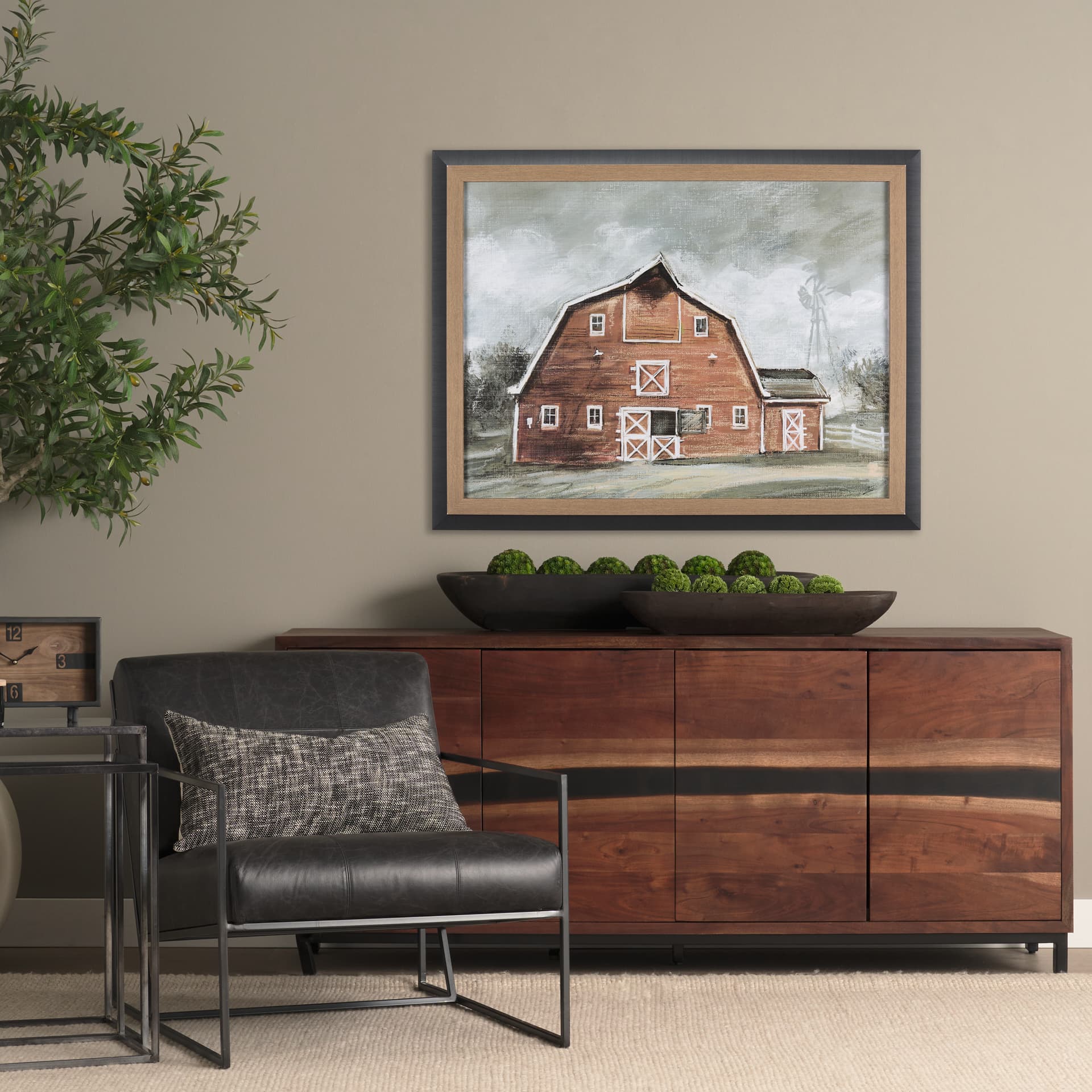 Old Barn IV by Mercana Studio a Hand Embellished Textured Framed Art Print — in a styled room