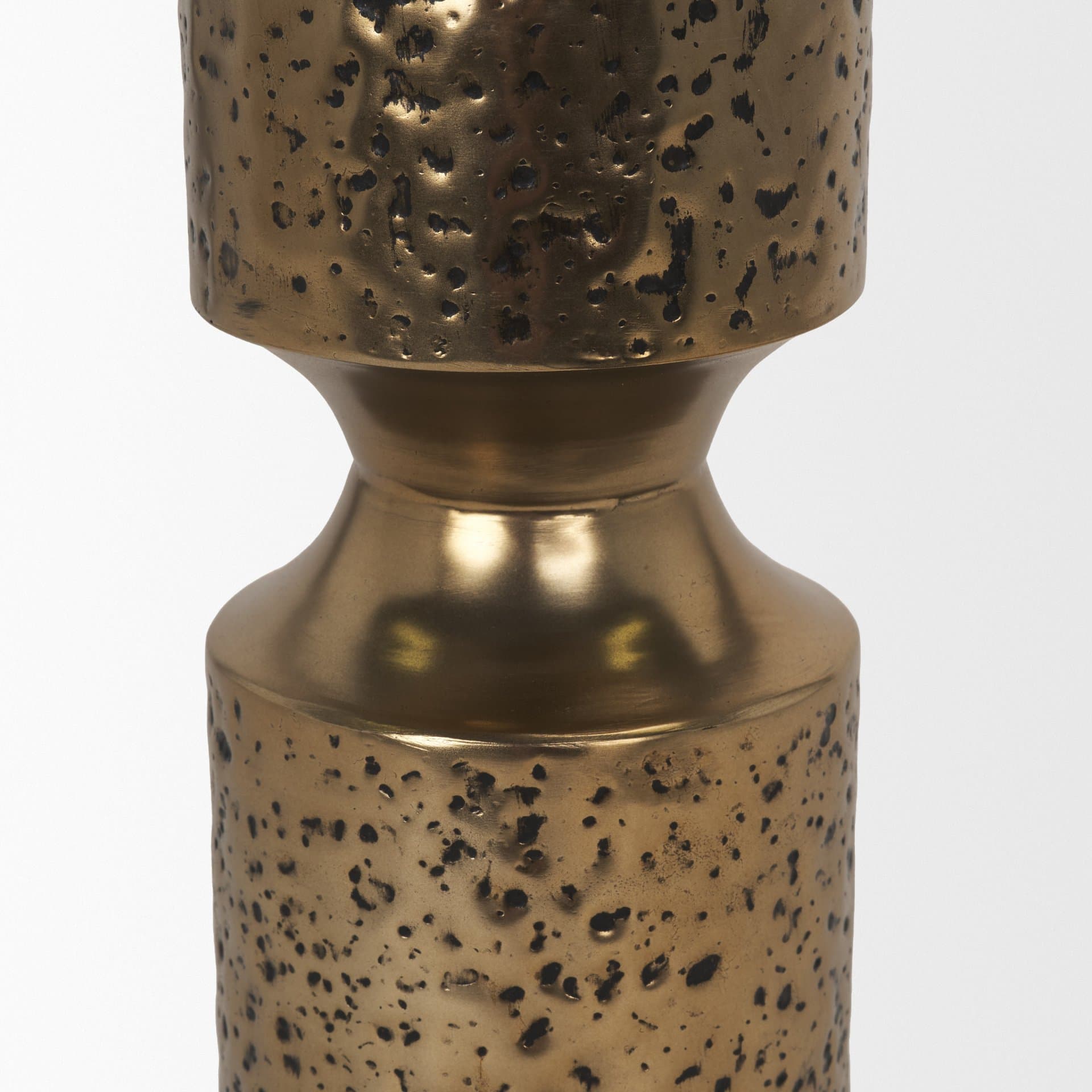 Akira Large Hammered Gold Metal Pillar Candle Holder — product photograph