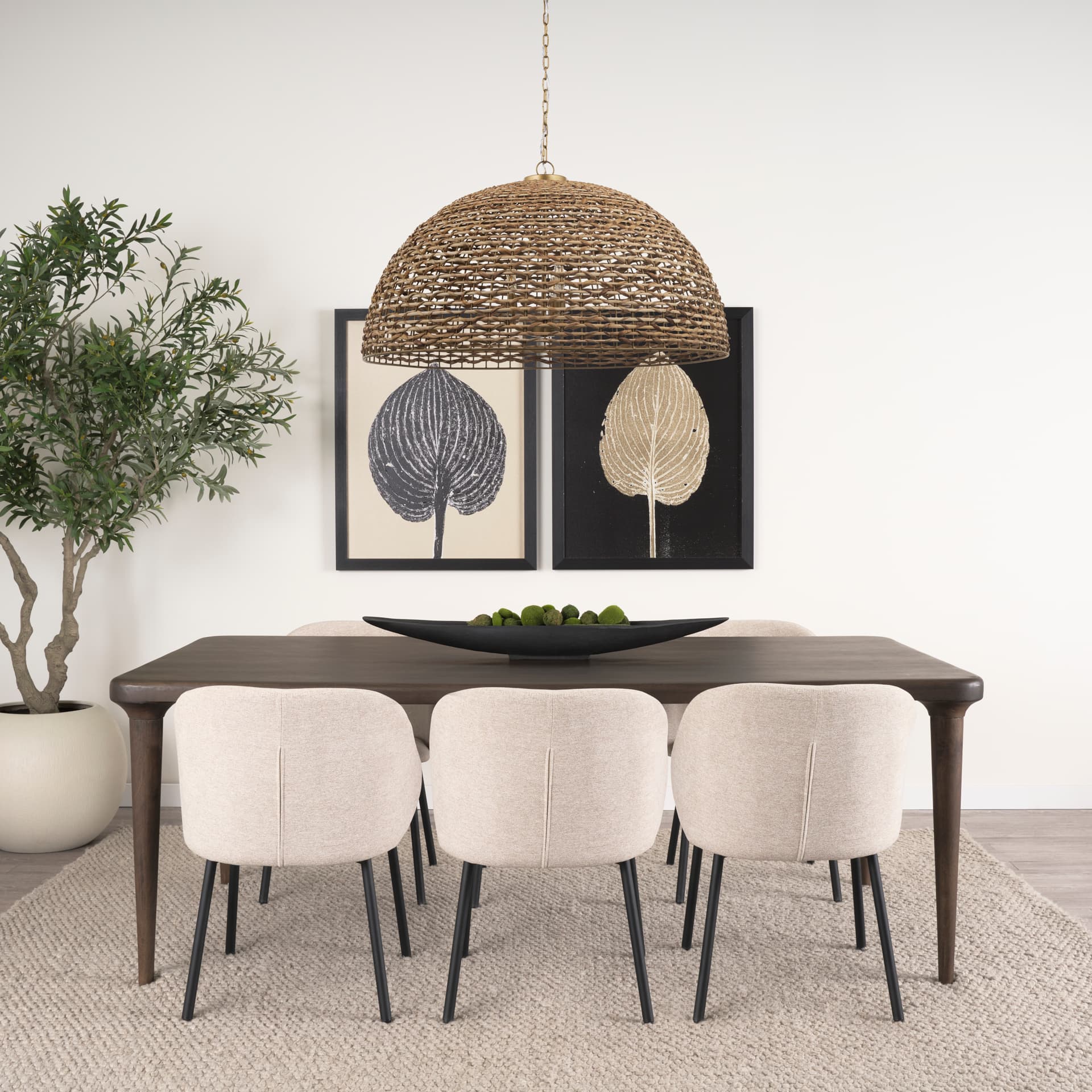 Piero Large Matte Black Metal Decorative Bowl — in a styled room