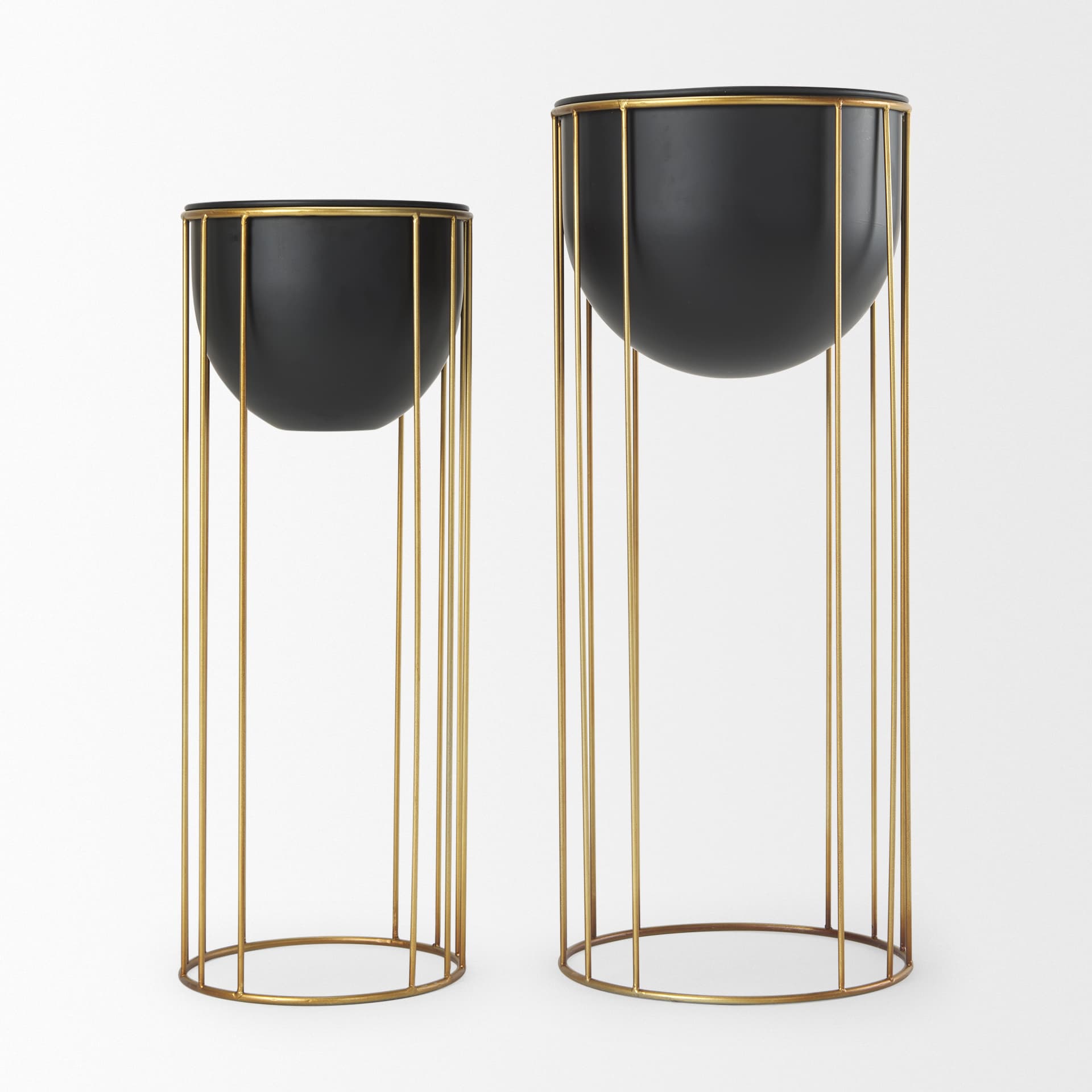 Danica Set of 2 Matte Black Metal Plant Stands — product photograph