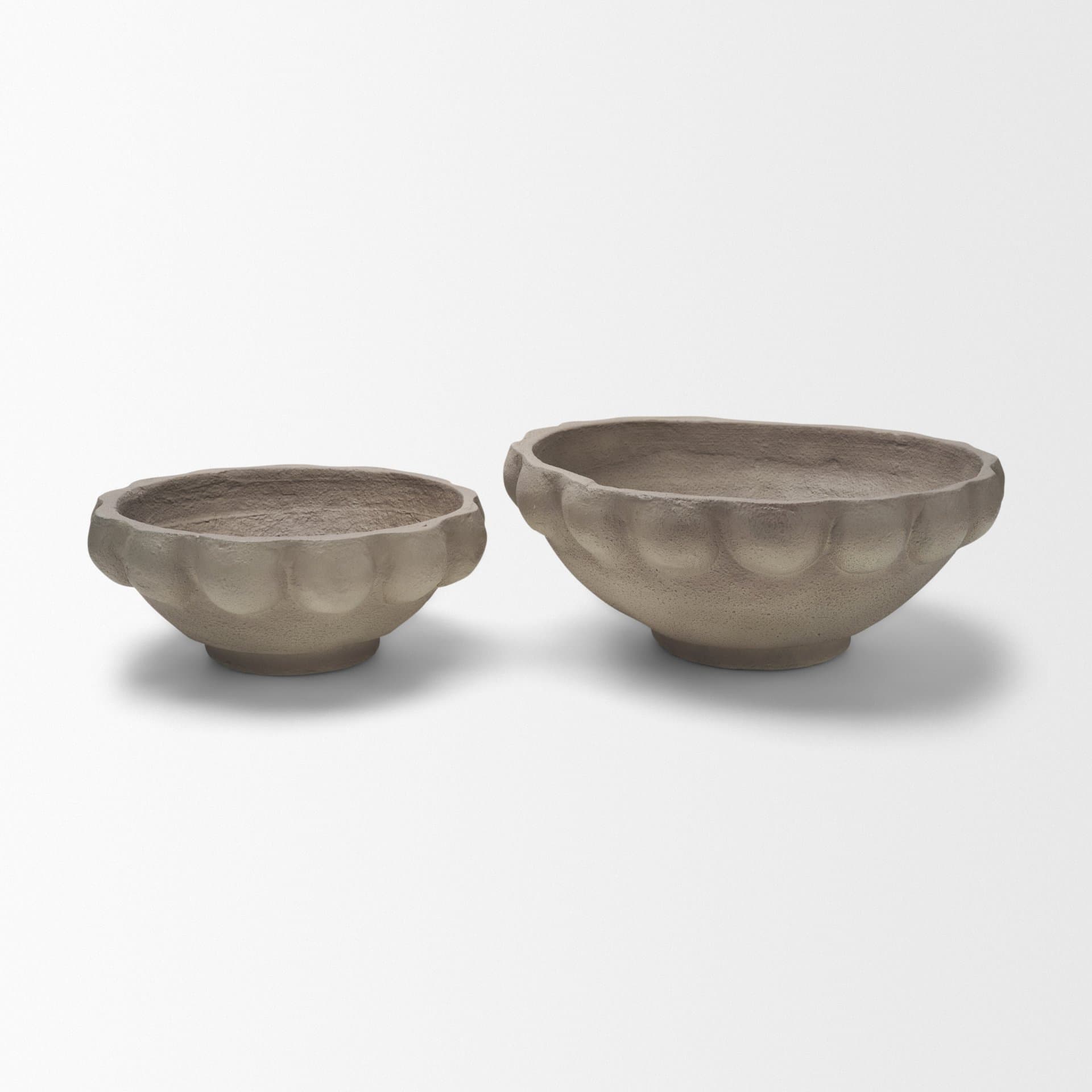 Konya Large Earthen Gray-Brown Dotted Paper Mache Centerpiece Bowl — product photograph