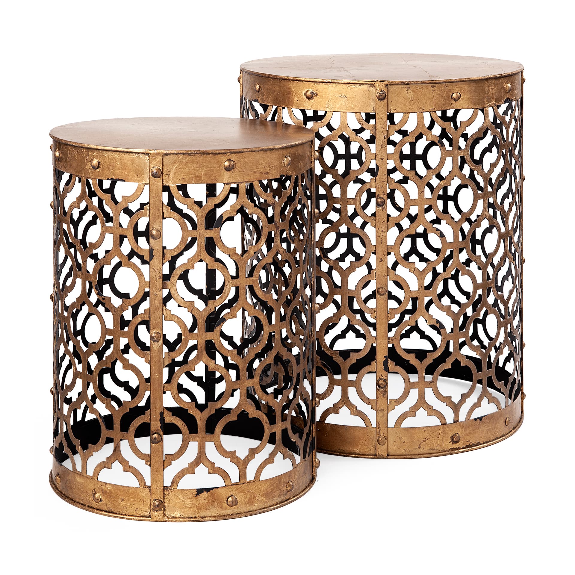 Rudebekia (Set of 2) 16L x 16W Gold Round Metal Accent Tables — product photograph