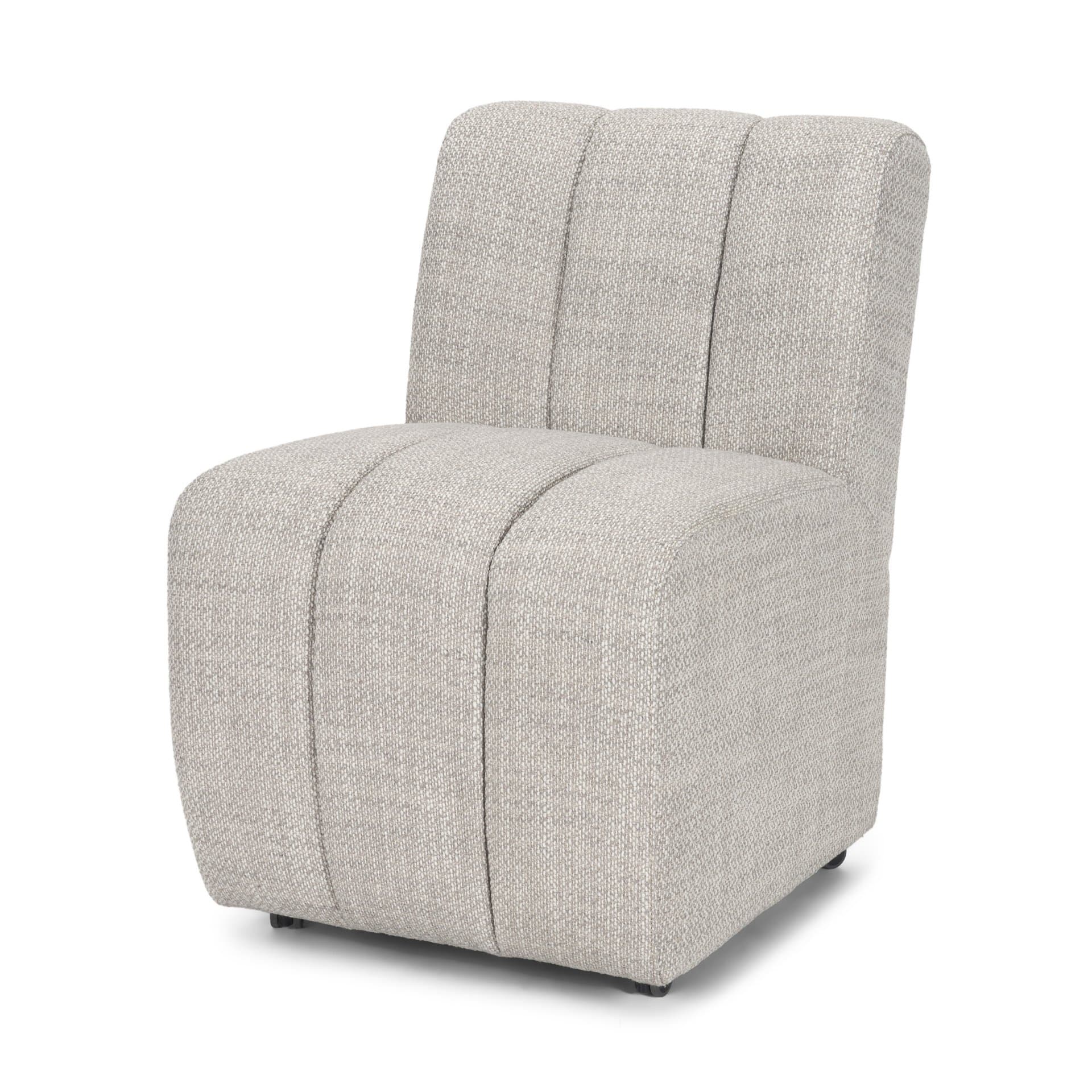 Wilkins Barrel Back Dining Arm Chair | Gray Fabric w/ Wood — product photograph