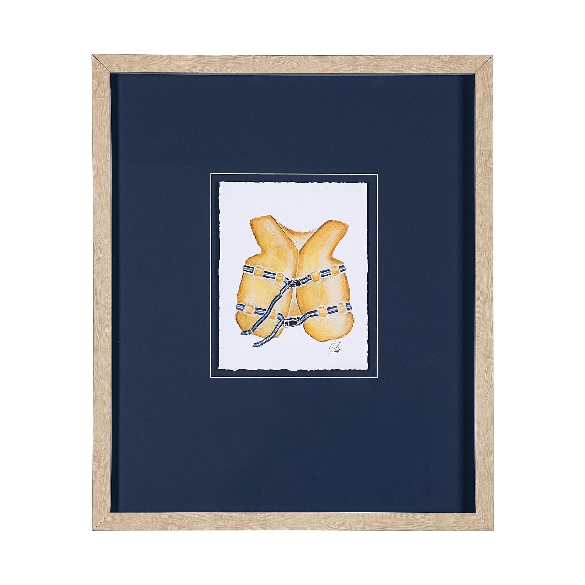 Lifejacket I by Mercana Studio a Hand Embellished Textured Framed Art Print Matted under Glass — product photograph