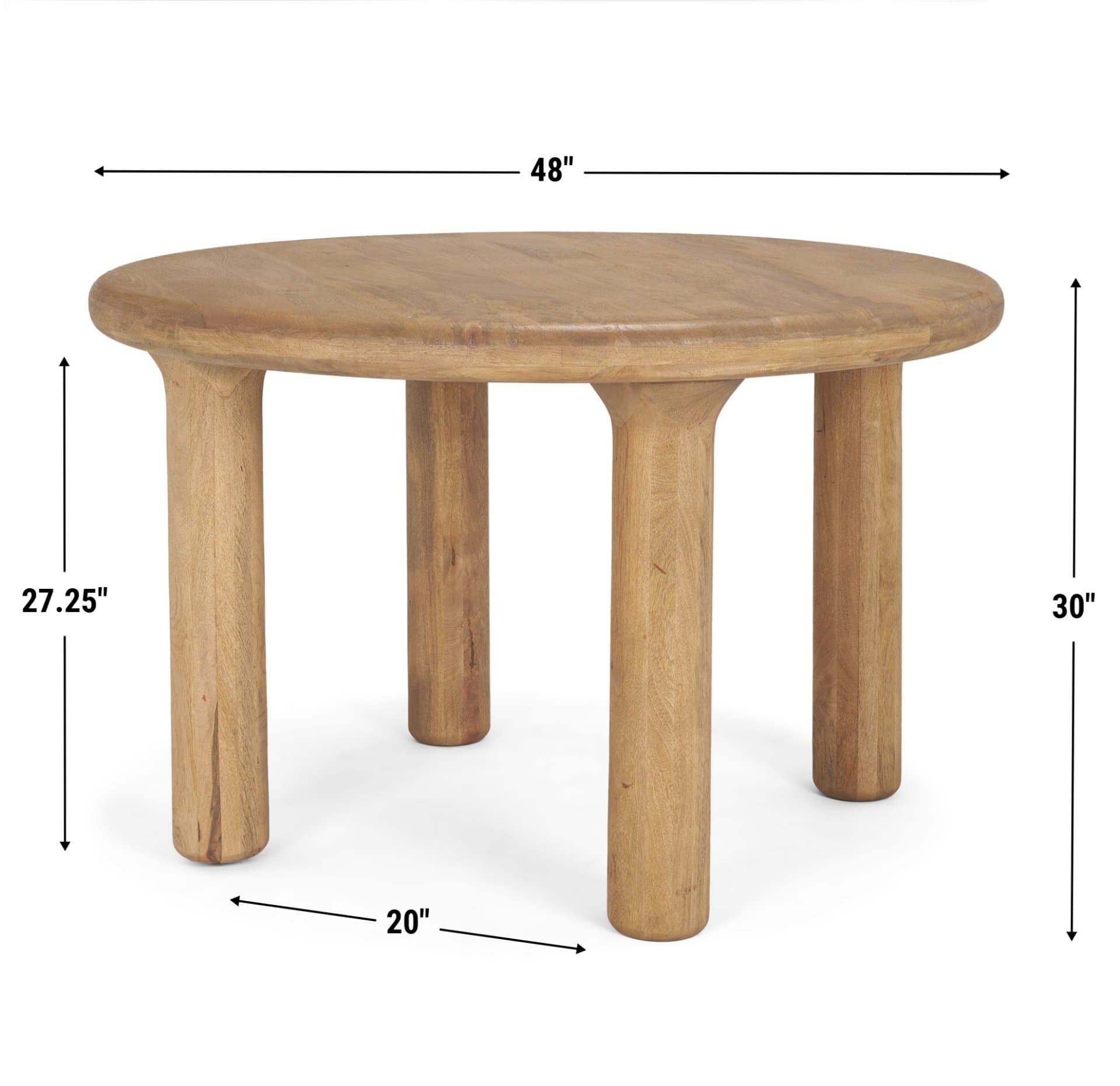 Soma 48" Round Dining Table | Modern | Light Brown Wood | Seats 4 — product photograph