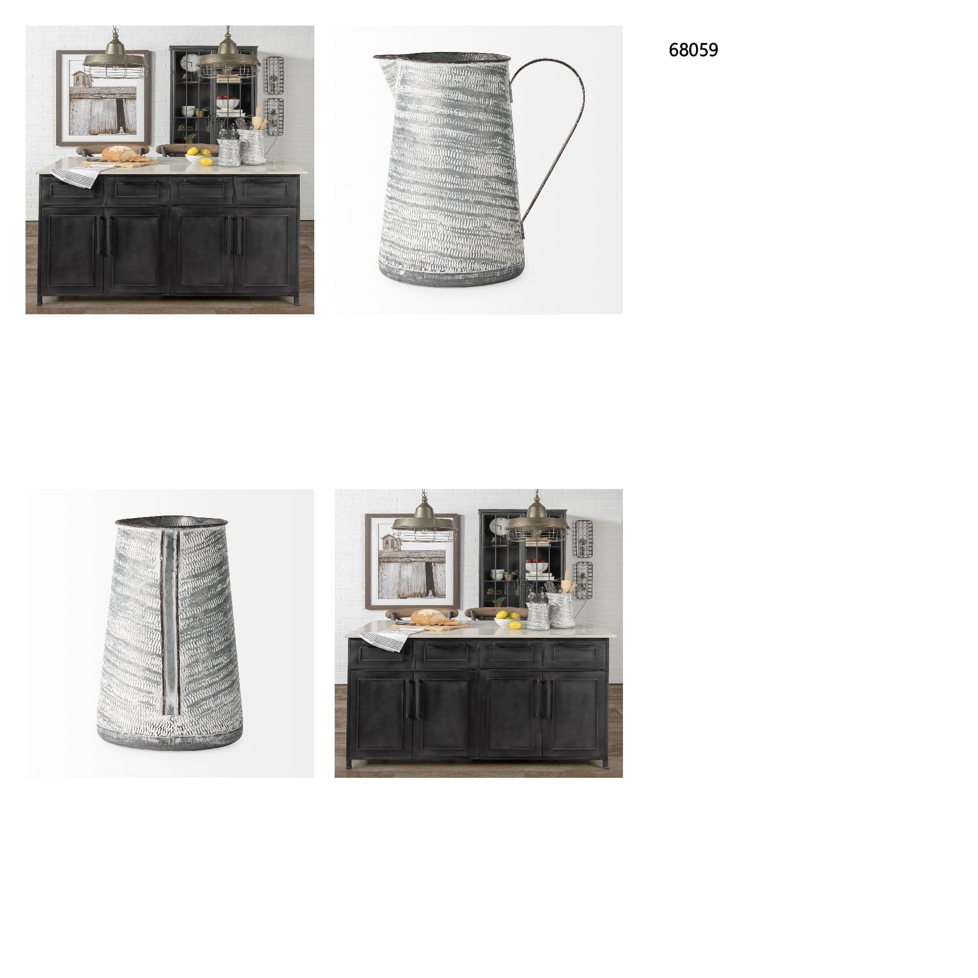 Serena II 11.2H Large Gray/White Textured Metal Jug — in a styled room
