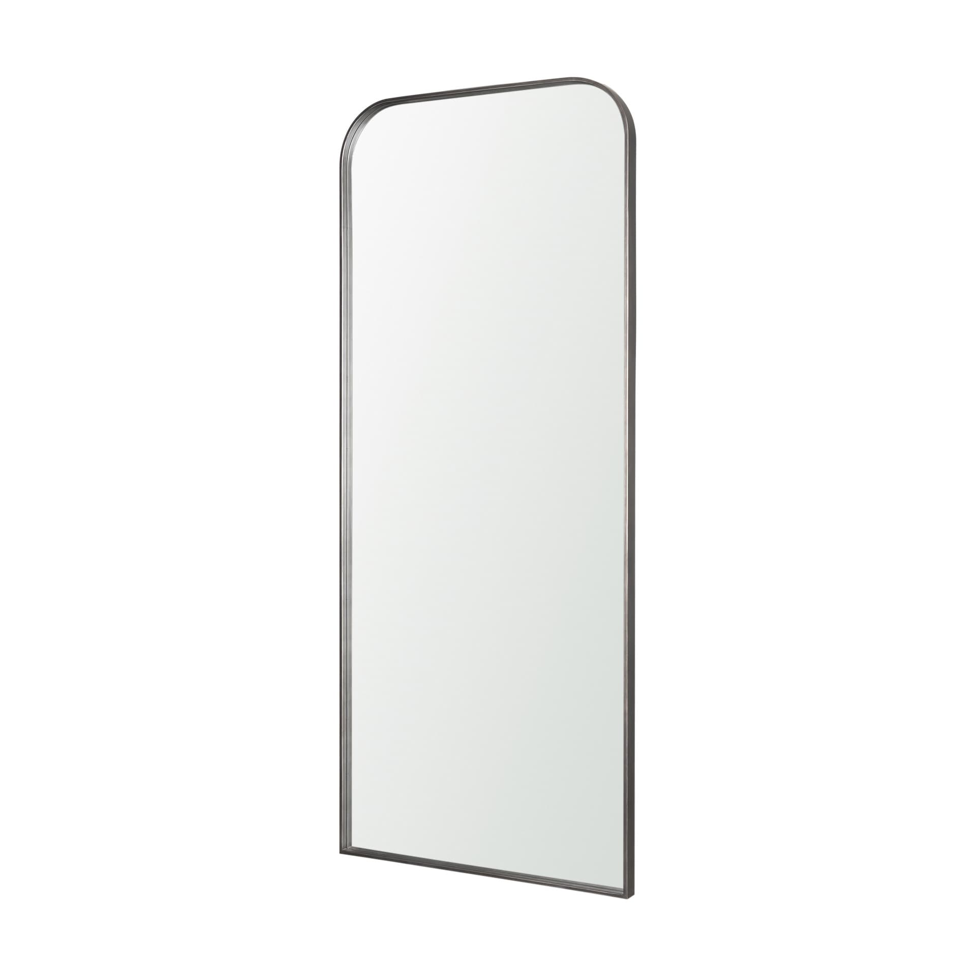 Tamira Tall Brushed Gunmetal Metal Arched Mirror — product photograph