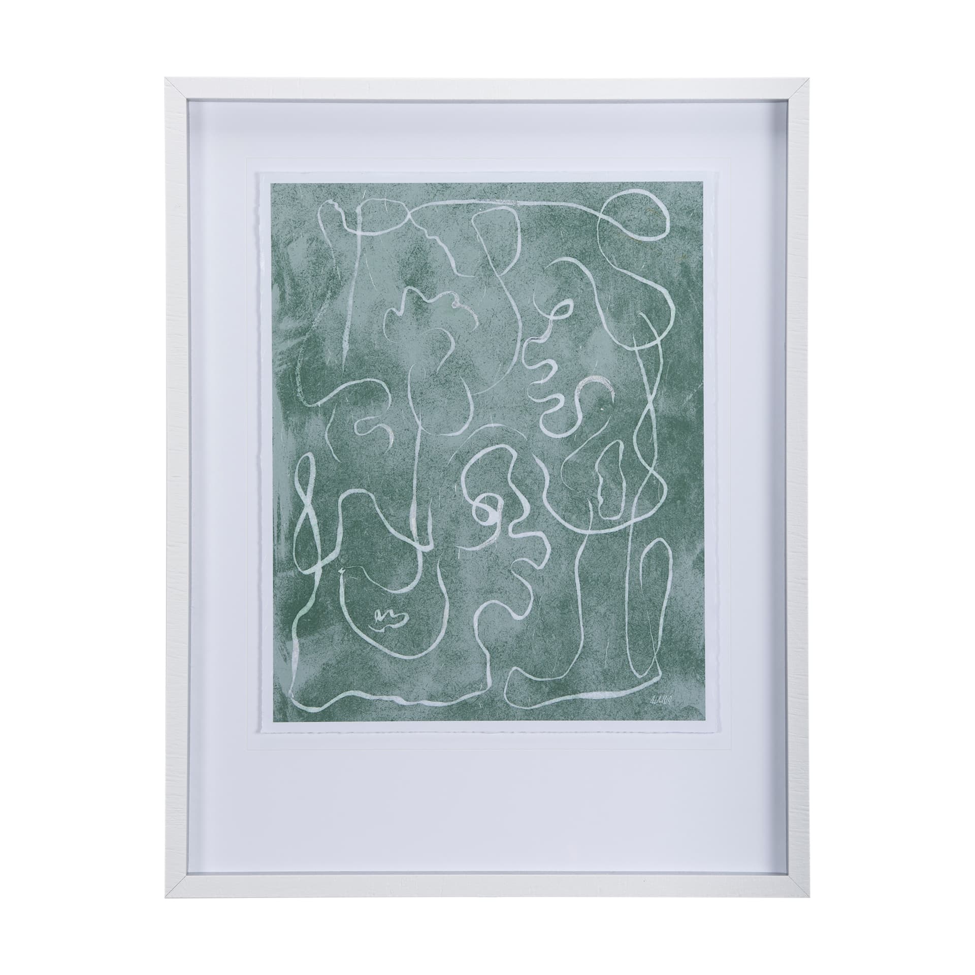 Thread Green I by Mercana Studio a Hand Embellished Textured Framed Art Print Matted under Glass — product photograph