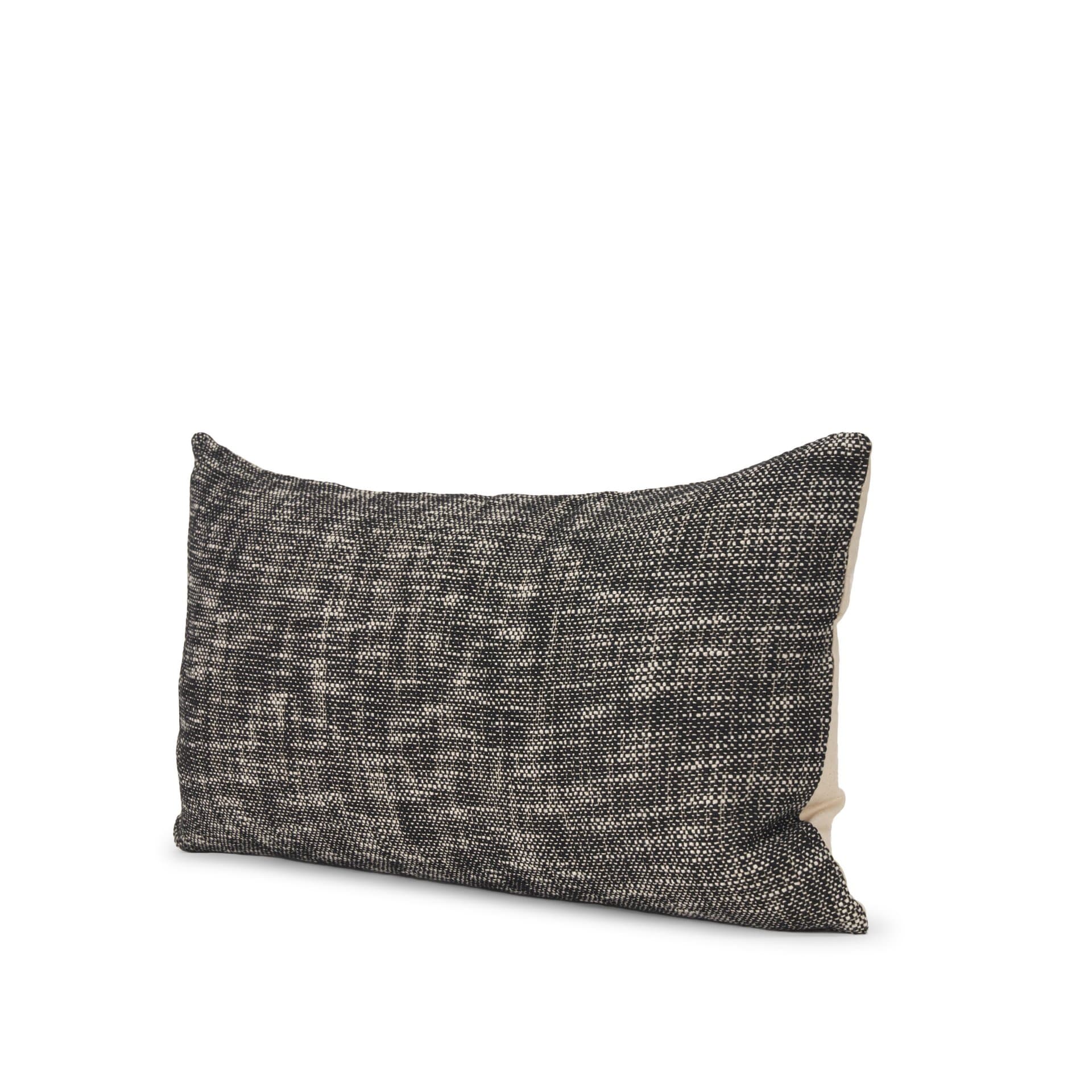 Jalia 14x26 Cream/Black Cotton Decorative Lumbar Pillow Cover w/Down Filler — product photograph
