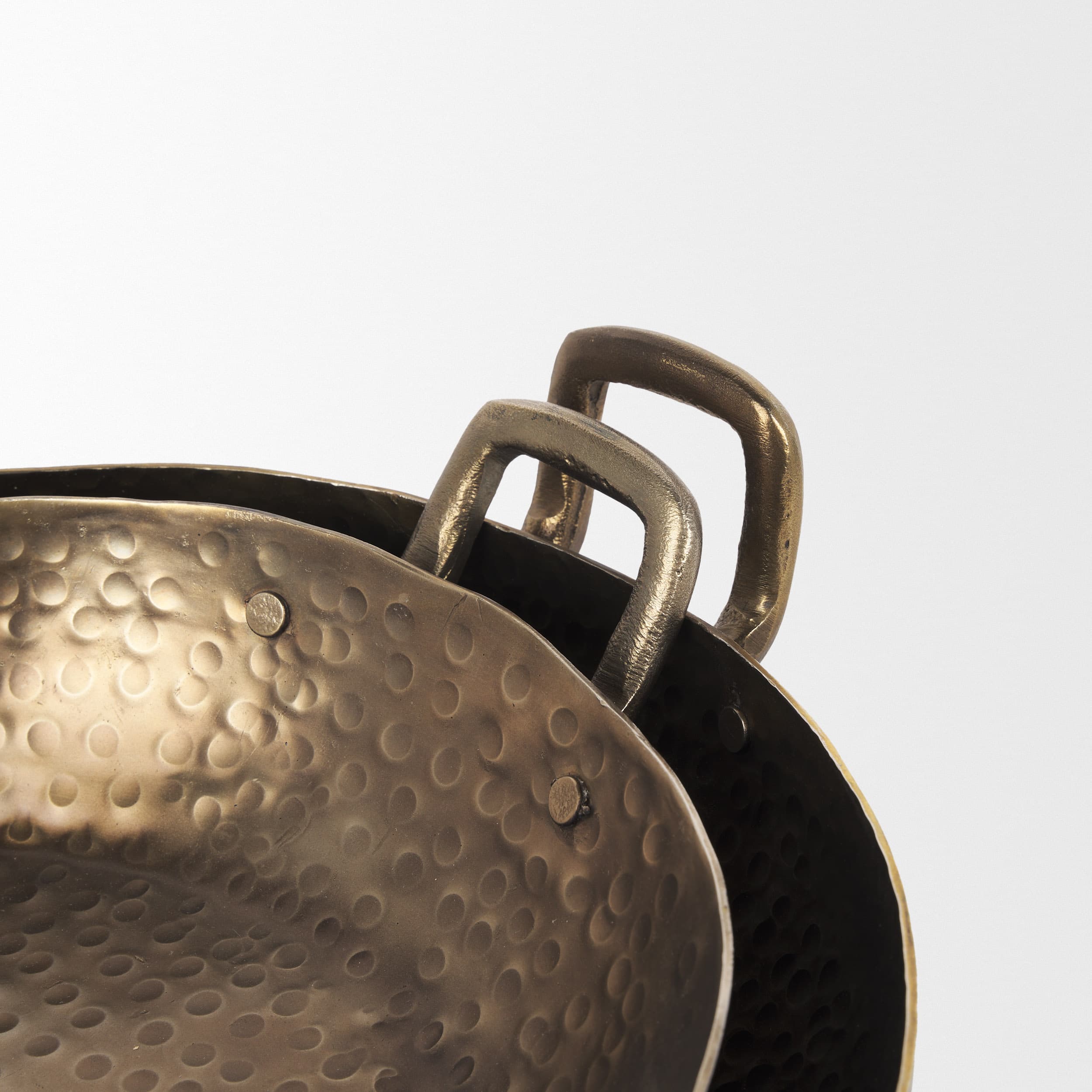 Pama Hammered Gold Metal Decorative Trays (Set of 2) — product photograph