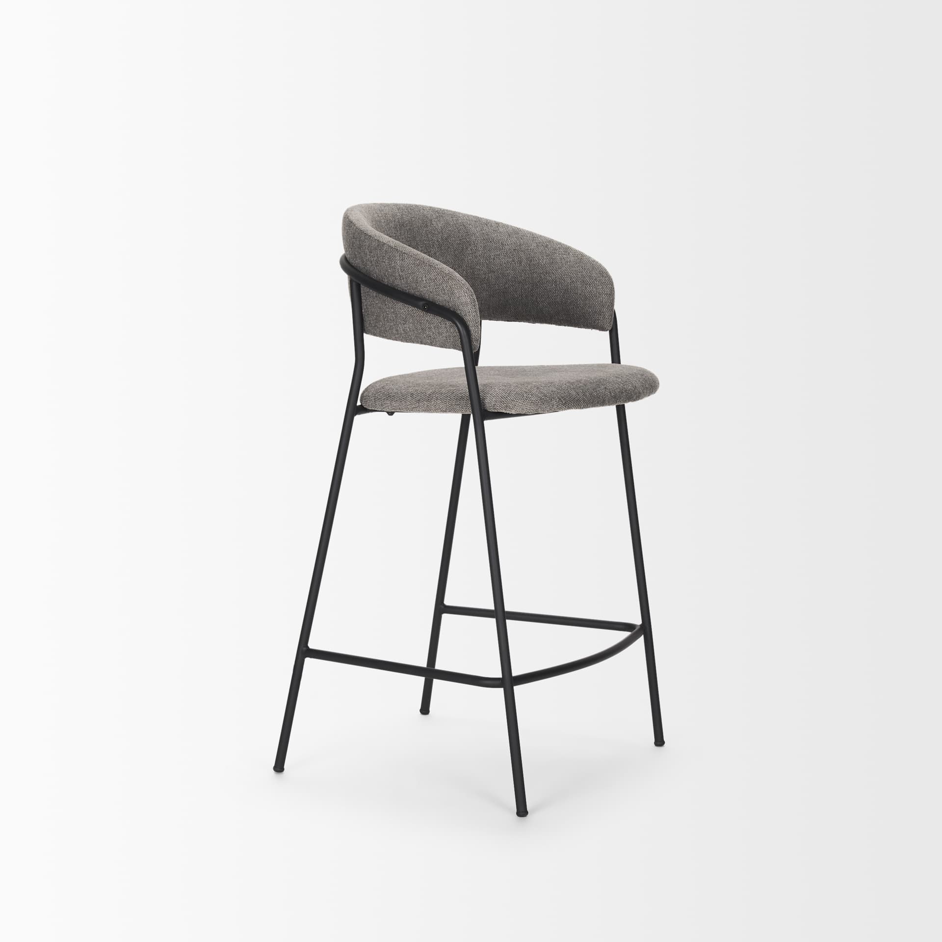 Carolyn Low Back 25.9in Seat Counter Stool | Gray Fabric — product photograph