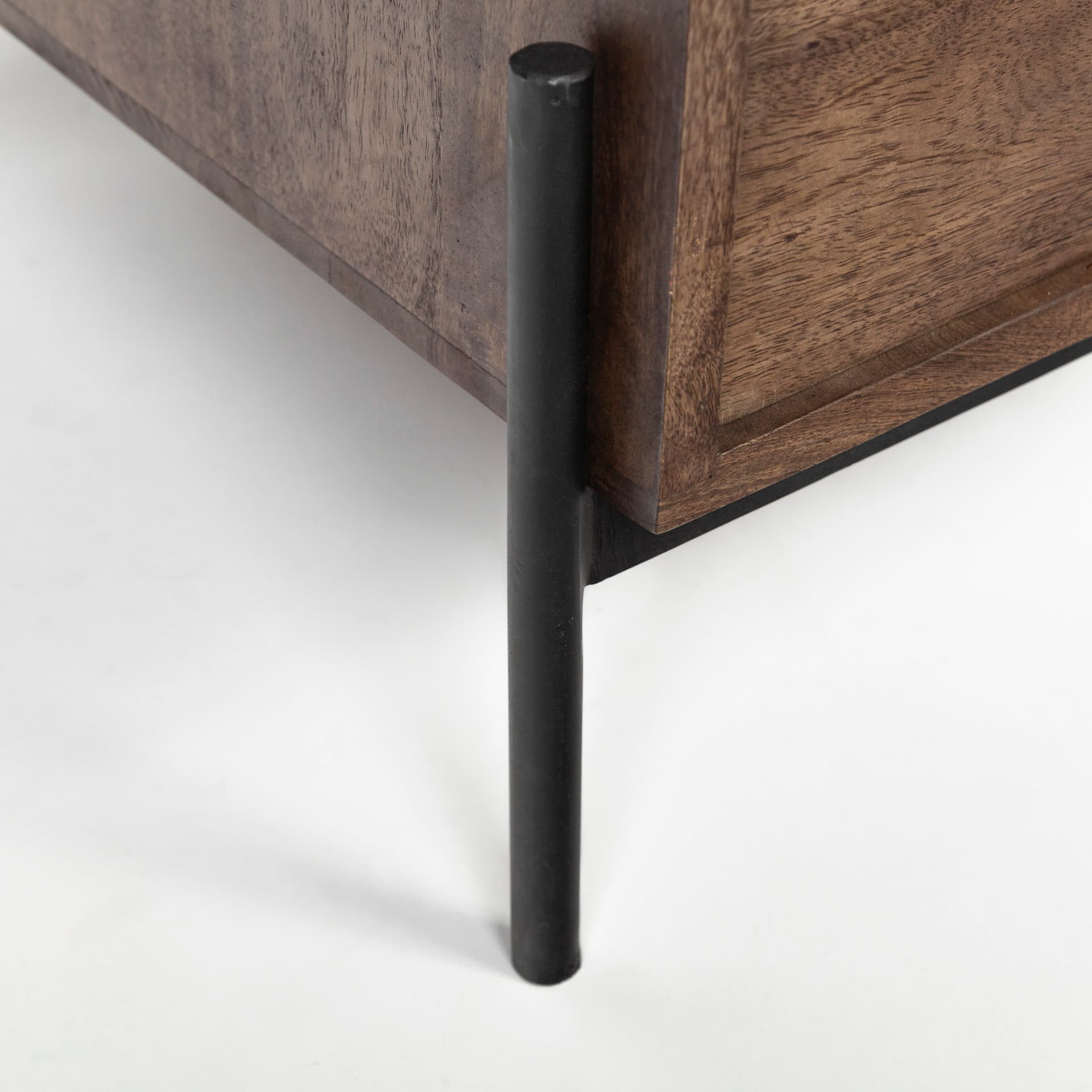 Glenn VII 56L x 22W Dark Brown Wood w/ Black Iron Frame, 3 Drawer Office Desk — product photograph