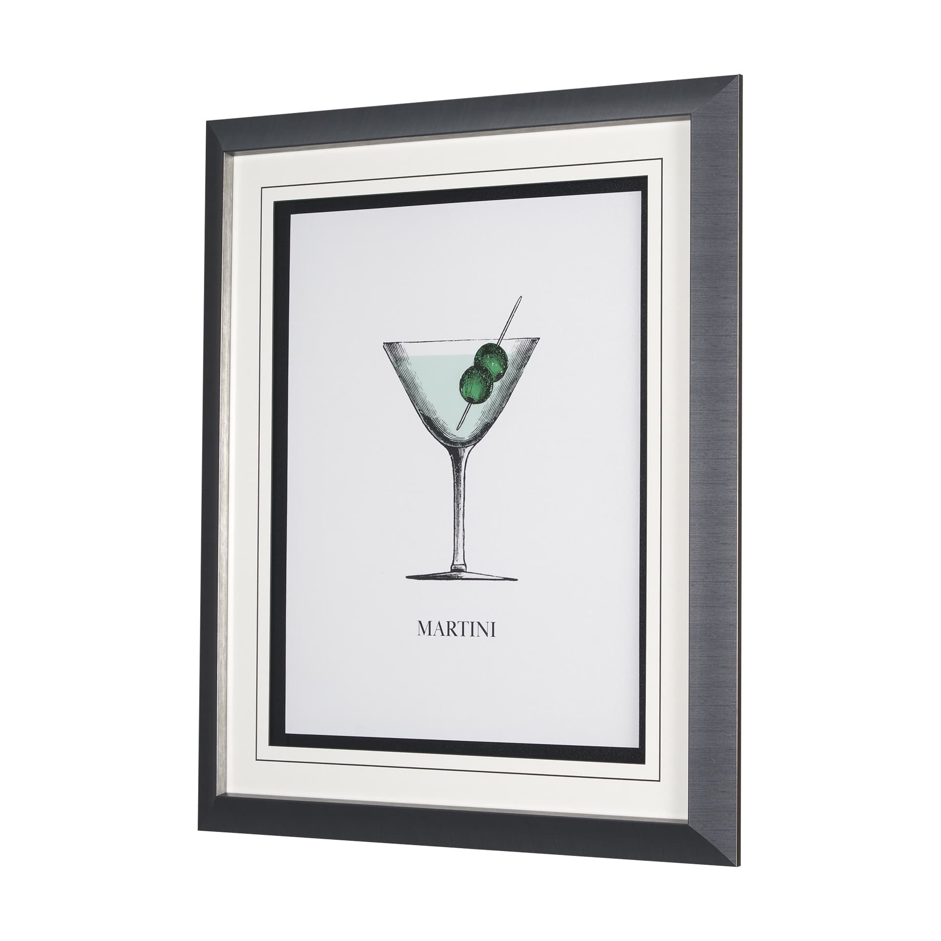 Vintage Cocktails-Martini by Gwen Aspell Hand Embellished Framed Art Print Matted under Glass — product photograph